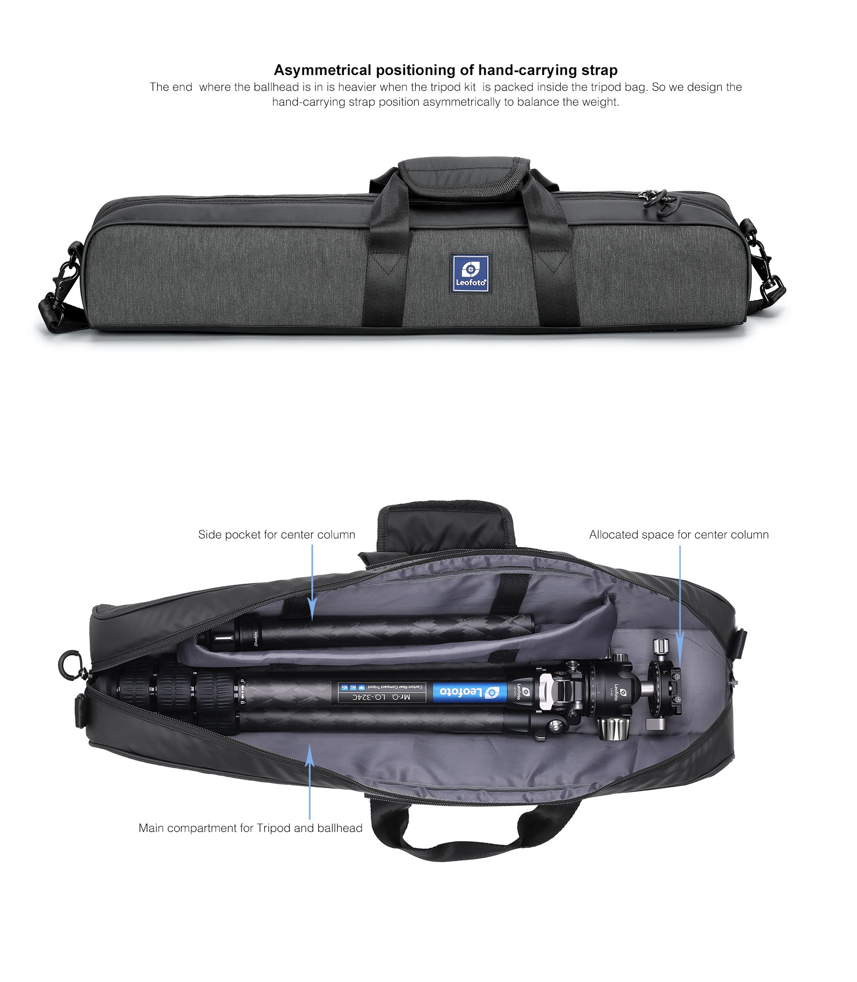 Leofoto LQ-324C Premium Carbon Fiber Tripod + LH-40 Low-Profile Ballhead with Quick Swap Center Column+Apex Platform and Tripod Bag
