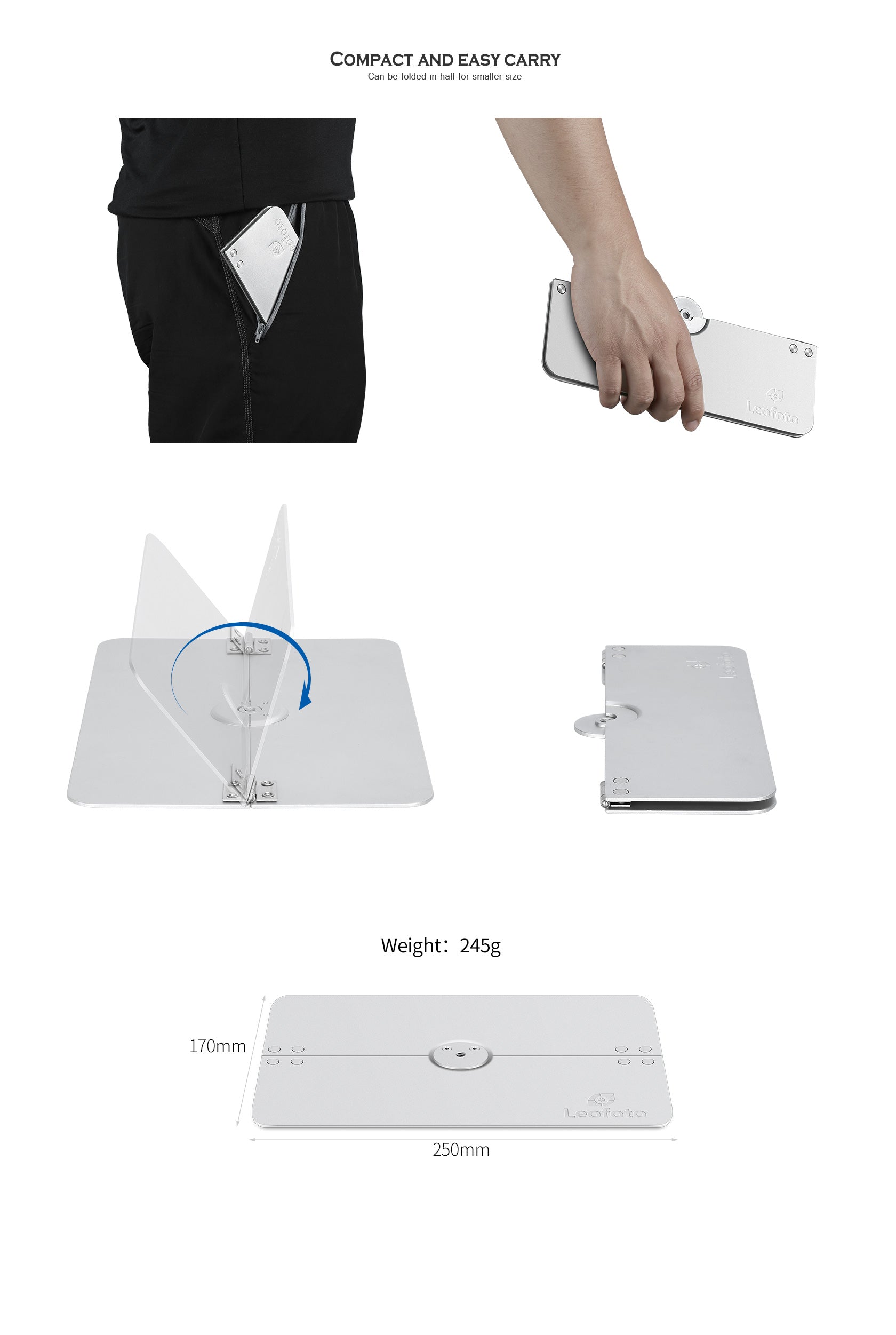 Leofoto LCH-1 Folding Portable Mini Tray/ Table, 1/4" Mounting