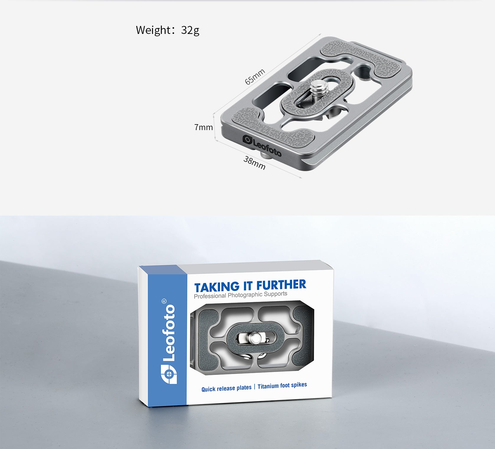 Leofoto NP-65T 65mm Titanium Alloy Plate (Titanium / Bronze / Blue Color)