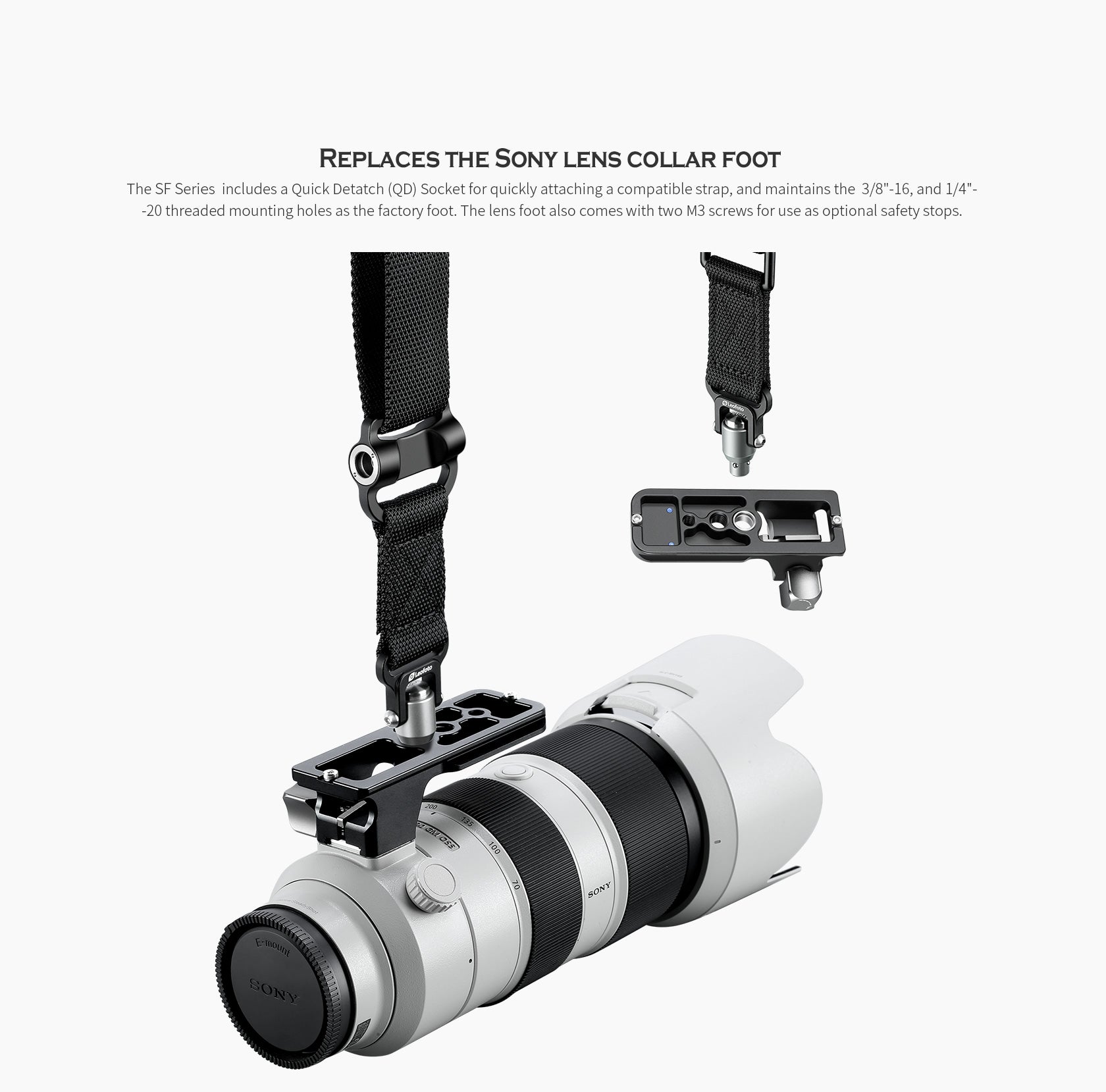 Leofoto SF-01 Replacement Lens Foot for SONY FE 70-200mm F/2.8 GM I&II, FE 100-400mm F/4.5-5.6 GM & FE 300mm F2.8 GM, FE 300mm F/2.8 GM OSS, FE 50-150mm F2 GM