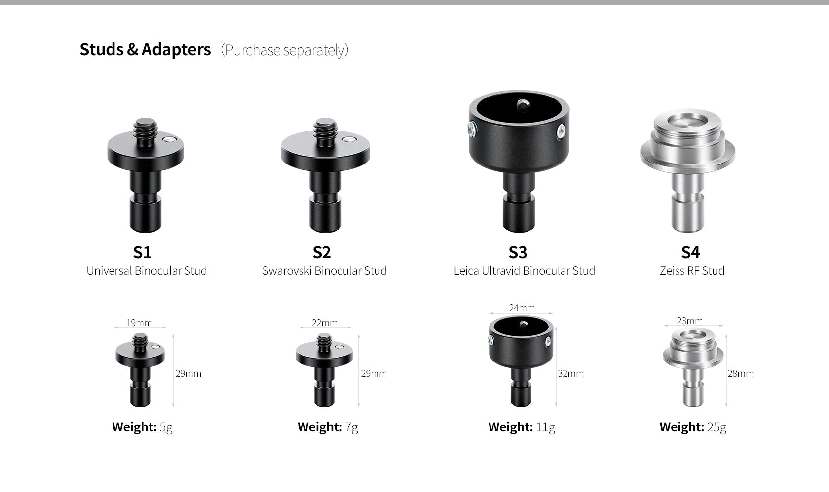 Leofoto S1/ S2/ S3/ S4 Stud for BC-03 Binoculars Adapter Leica Zeiss Swarovski