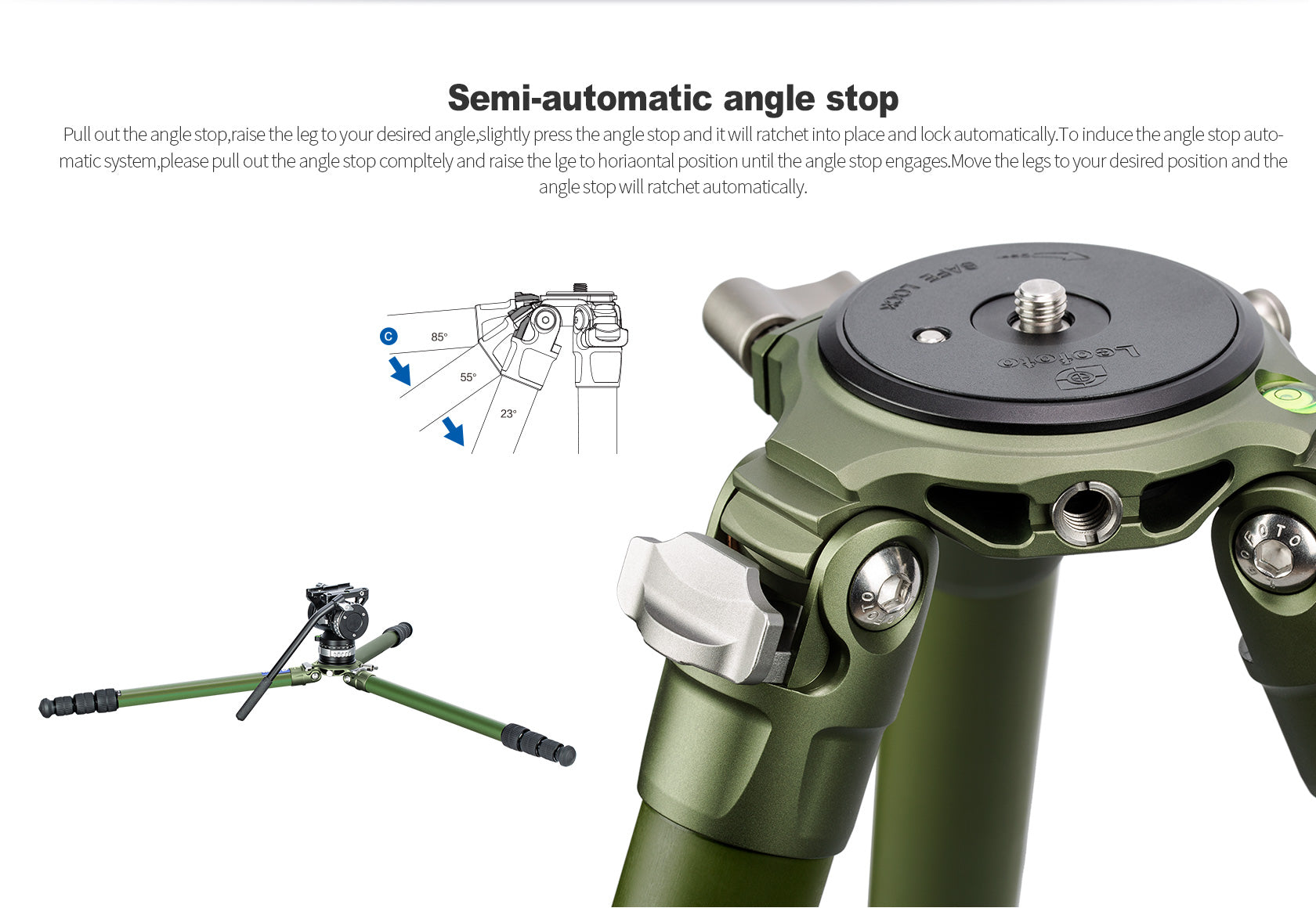 Leofoto LM-364CL(Long) Tripod with 75mm Video Bowl+Platform and Bag (Olive Green)