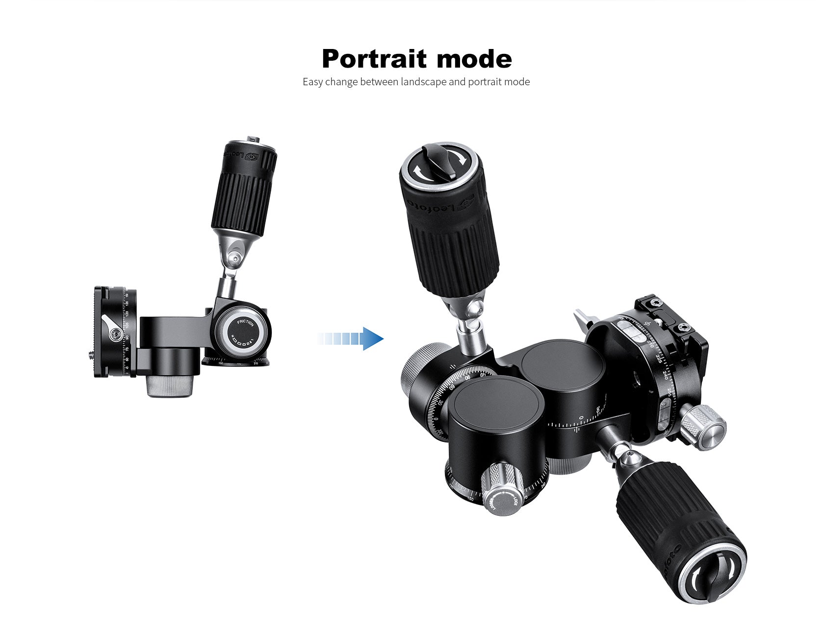 Leofoto FW-01R Professional Pan-and-Tilt 4-Way Head | Arca Compatible, Clamp Panning