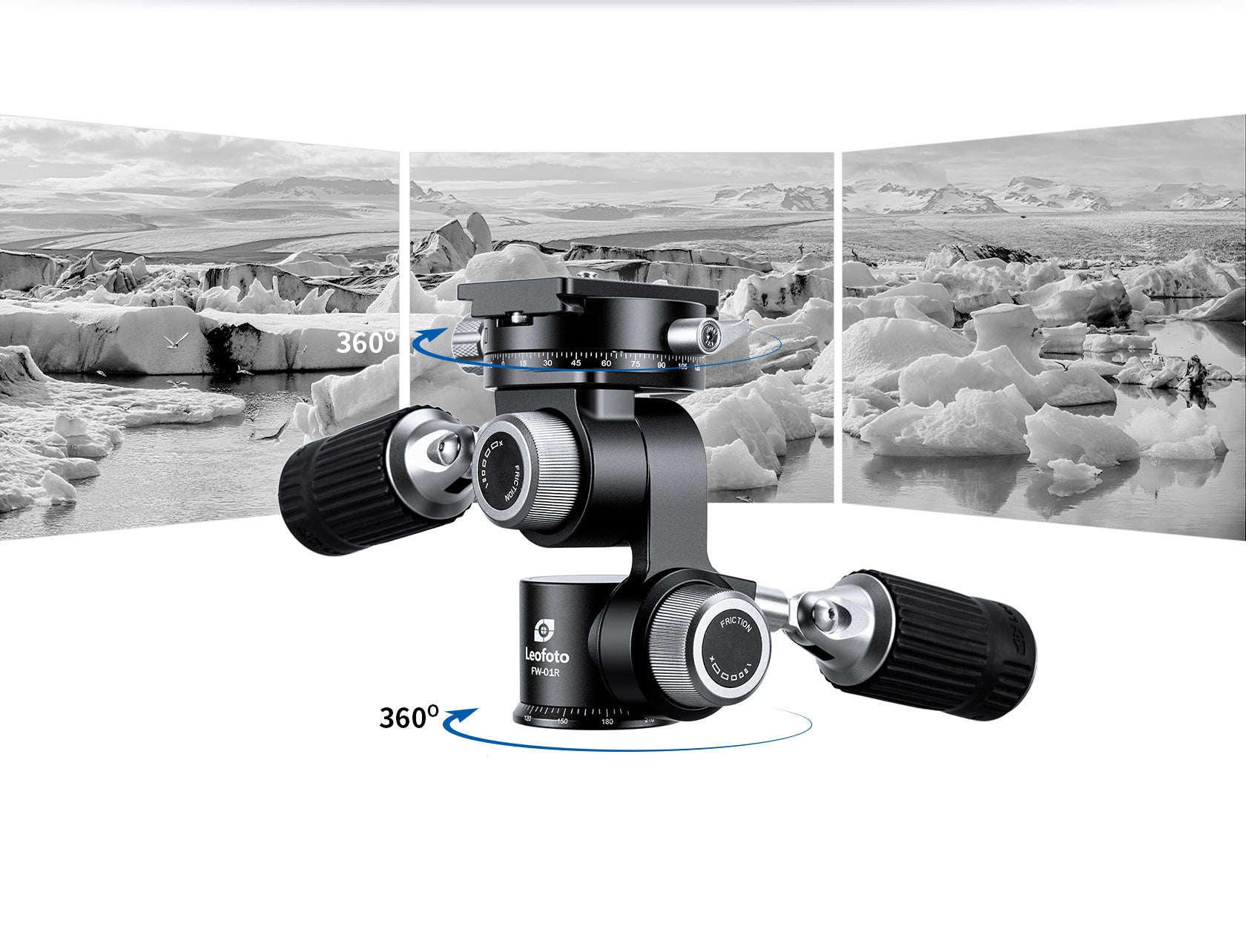 Leofoto FW-01R Professional Pan-and-Tilt 4-Way Head | Arca Compatible, Clamp Panning