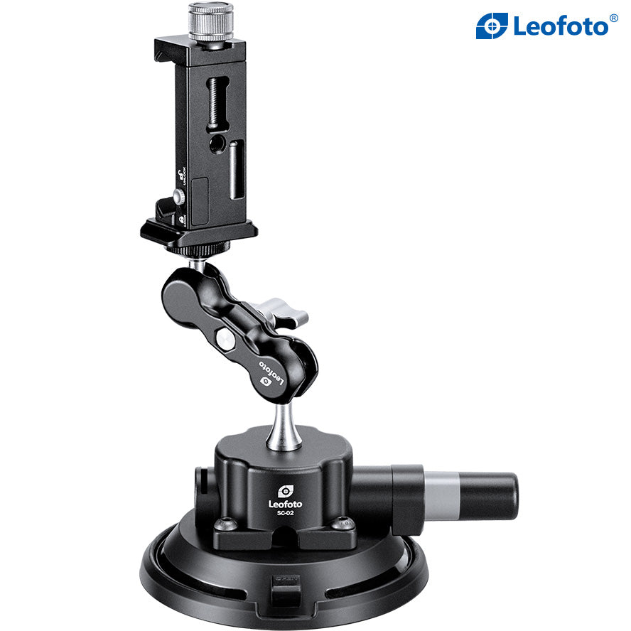 Leofoto SC-02 + PC-90II + Versa Arm Suction Mounting Kit | 1/4" Screw |Max Load: 88lb (40kg)