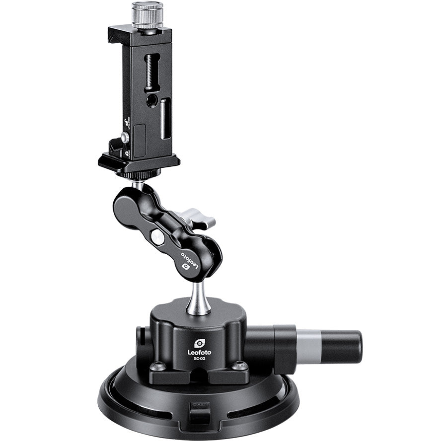 Leofoto SC-02 + PC-90II + Versa Arm Suction Mounting Kit | 1/4" Screw |Max Load: 88lb (40kg)