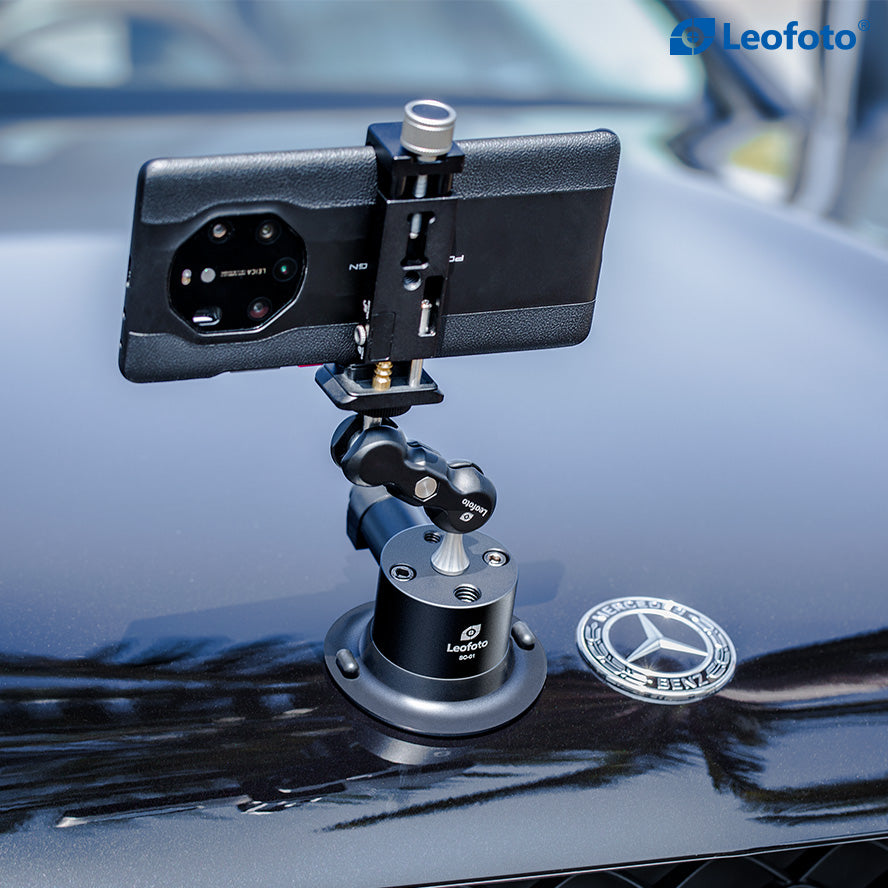 Leofoto SC-01 72mm Suction Cup Mounting Base | 1/4" Screw with 1/4"& 3/8" Threaded Holes | Max Load: 55lb (25kg)
