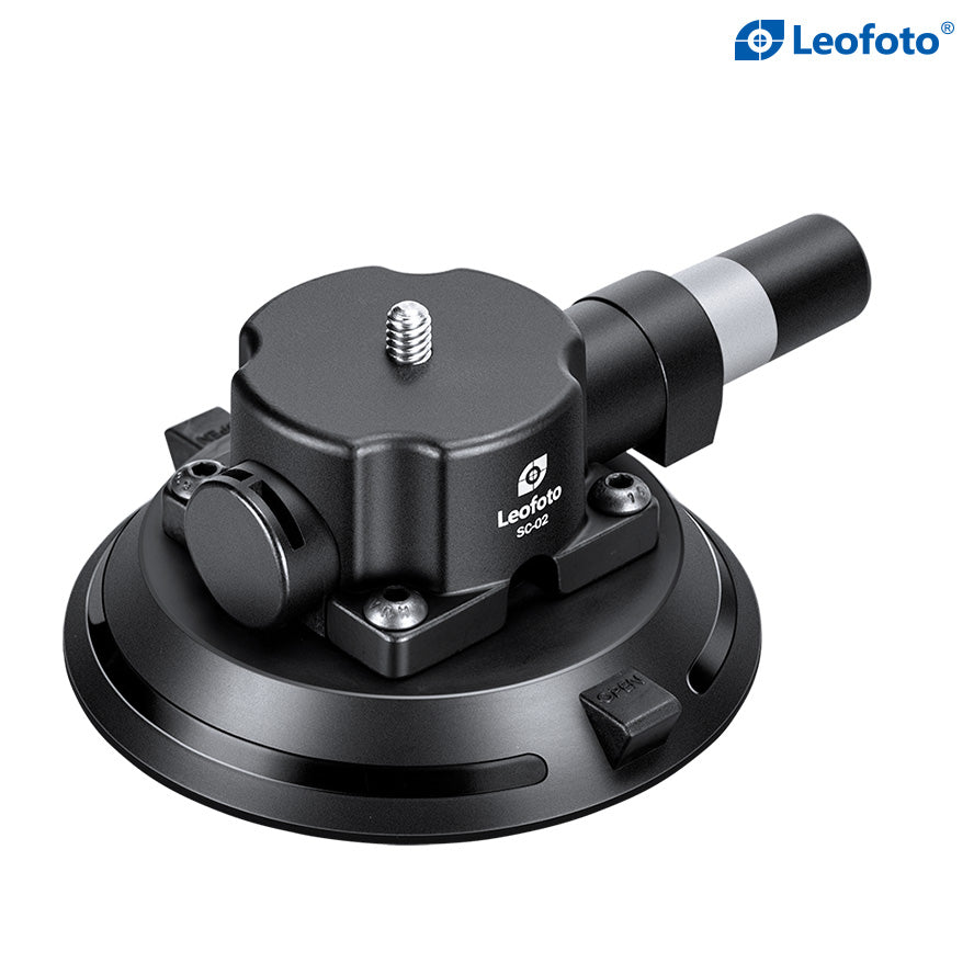 Leofoto SC-02 100mm Suction Cup Mounting Base | 1/4" Screw with 1/4"& 3/8" Threaded Holes | Max Load: 88lb (40kg)