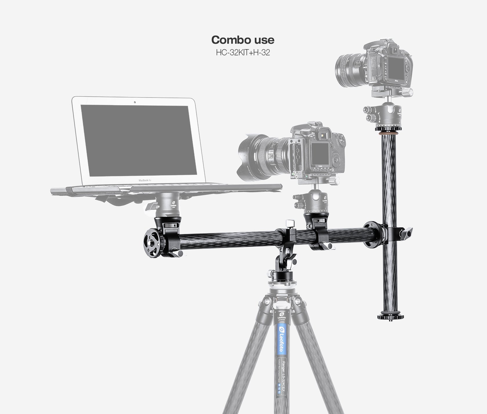 Leofoto HC-32 Kit + H-32 Carbon Fiber Horizontal Panoramic Center Column with Tripod Arm Combo