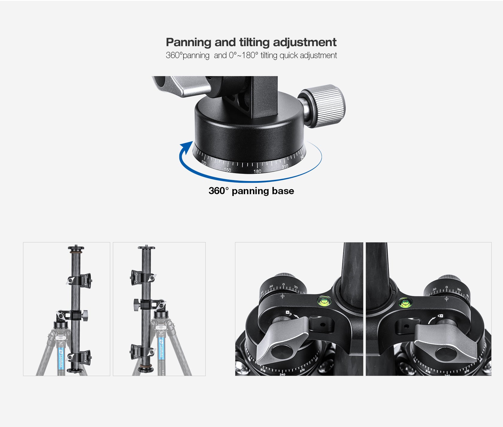 Leofoto HC-28/ HC-32/ HC-32Kit Carbon Fiber Horizontal Panoramic Tripod Center Column