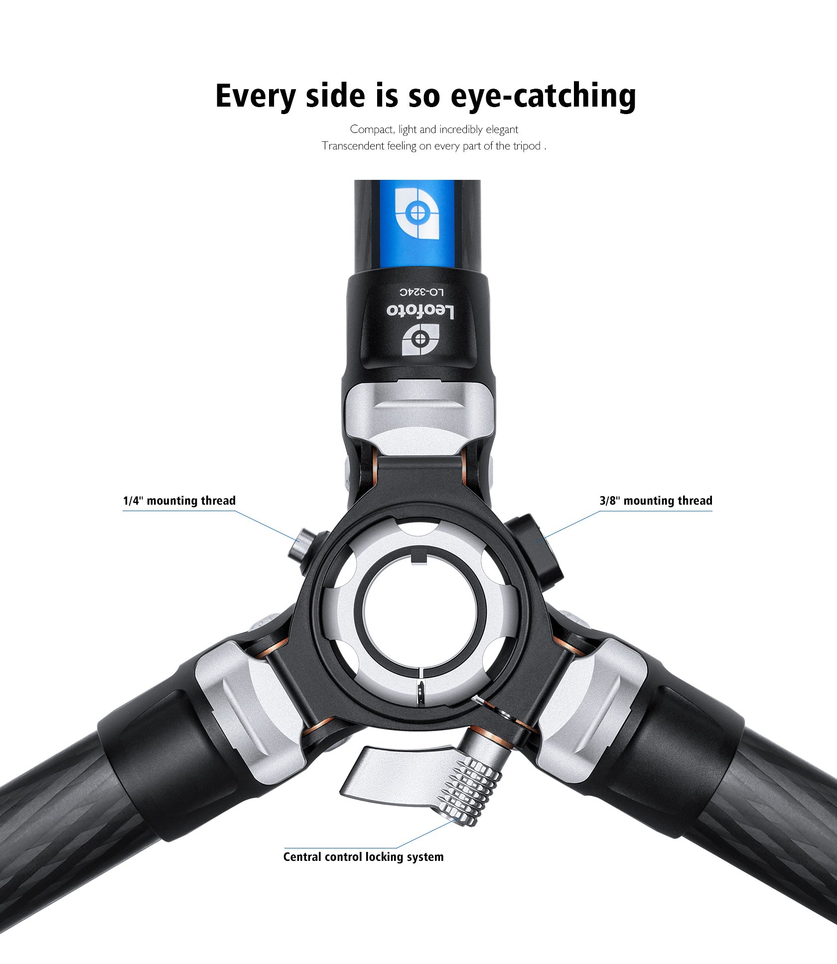 Leofoto LO-324C Tripod with Built-in Hollow Ball & Bag