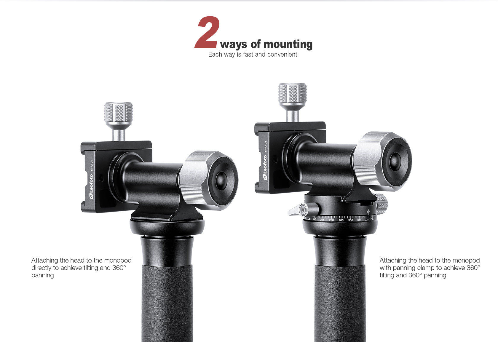 Leofoto MPG-01 Series Monopod Head Side Mount | 360° Tilting