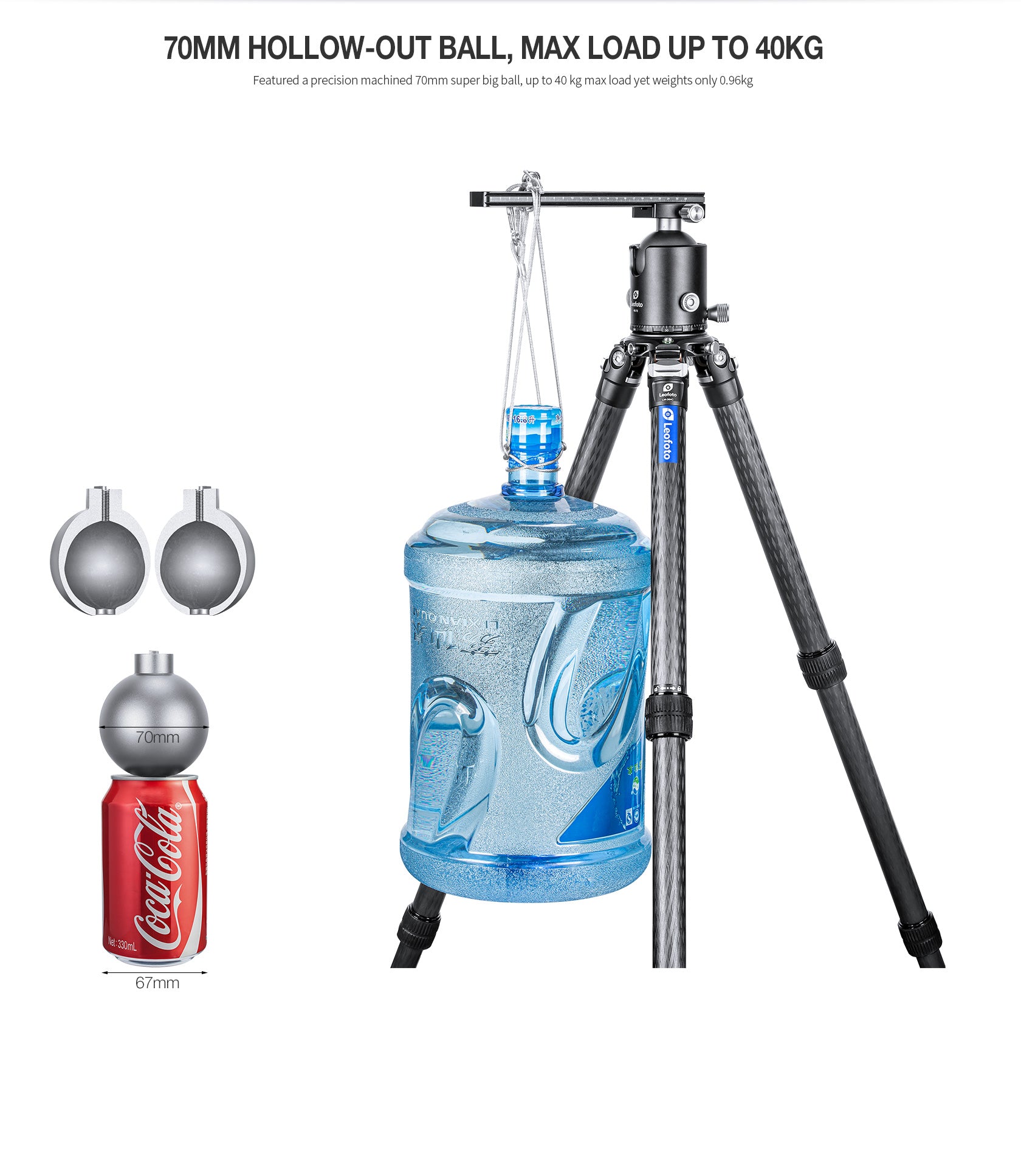 Leofoto LN-364C Heavy Duty Tripod with 75mm Bowl+Platform & Bag | Ball Head/Leveling Base Kit
