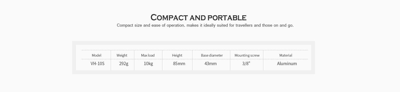 Leofoto VH-10S 2-Way Monopod Head | Arca Compatible
