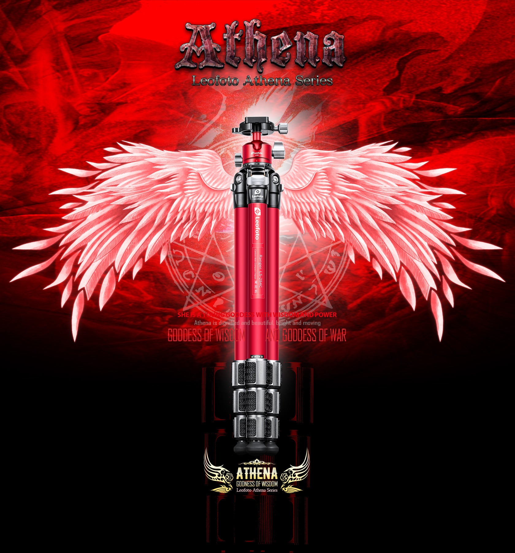 Leofoto LA-284C+LH-30 (Full Red) Athena Ocean Tripod with Ballhead | Anti-Corrosion with Titanium Foot Spike