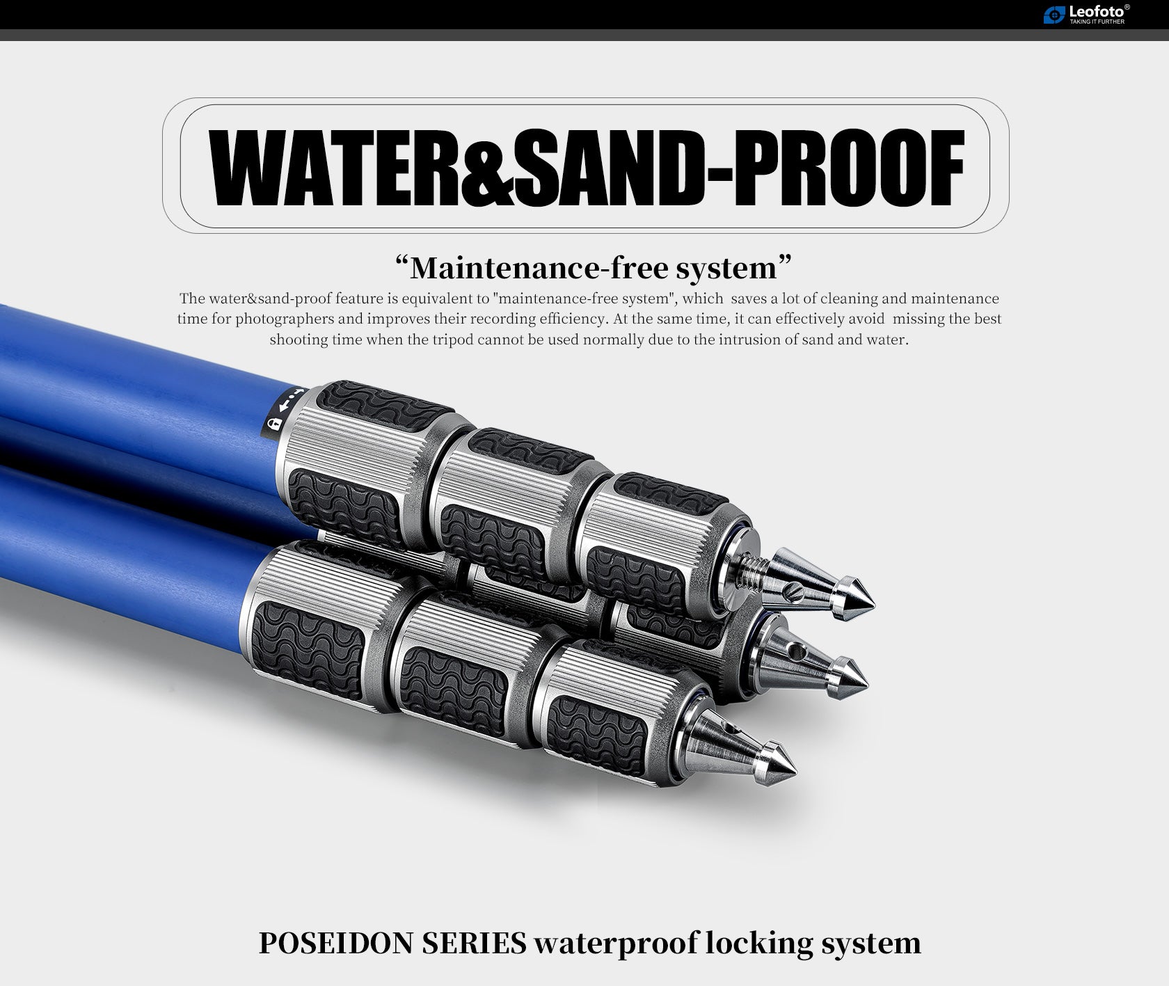 Leofoto LP-284C Poseidon Ocean Tripod + LH-30 Ballhead Set (Full Blue) | Anti-Corrosion with Titanium Foot Spike