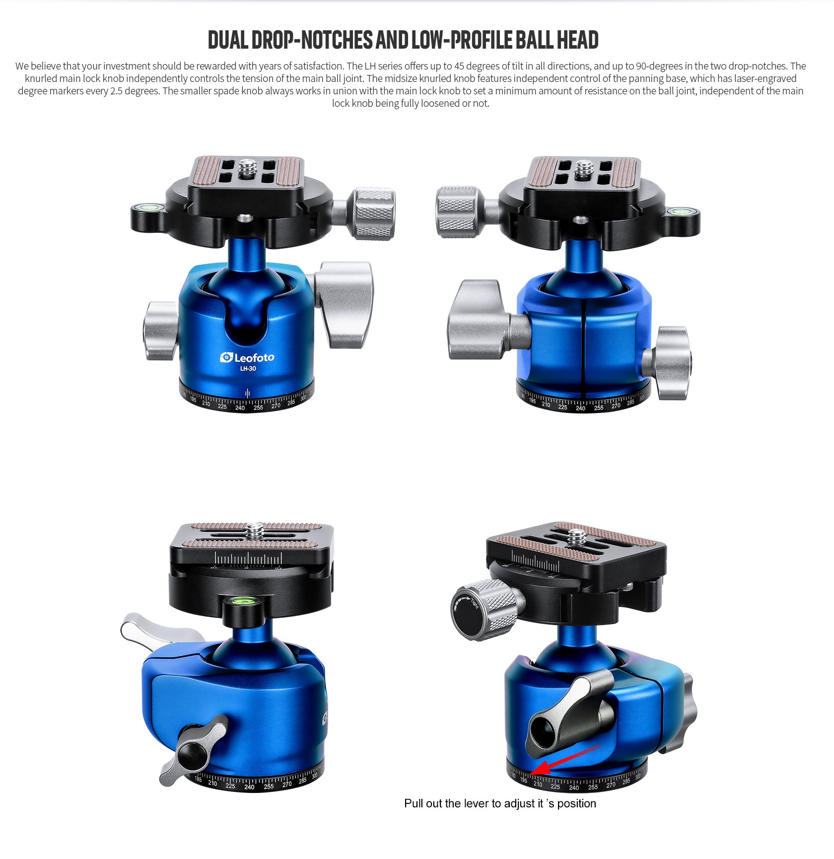 Leofoto LP-284C Poseidon Ocean Tripod + LH-30 Ballhead Set (Full Blue) | Anti-Corrosion with Titanium Foot Spike