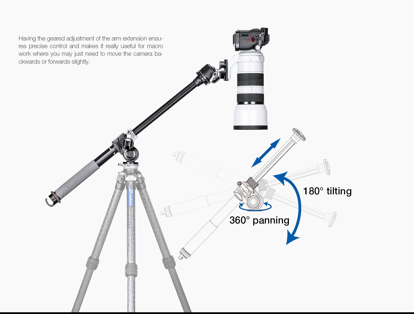 Leofoto GC-282AL Geared Multi-Function Boom Arm | Geared Driven Extension Drive