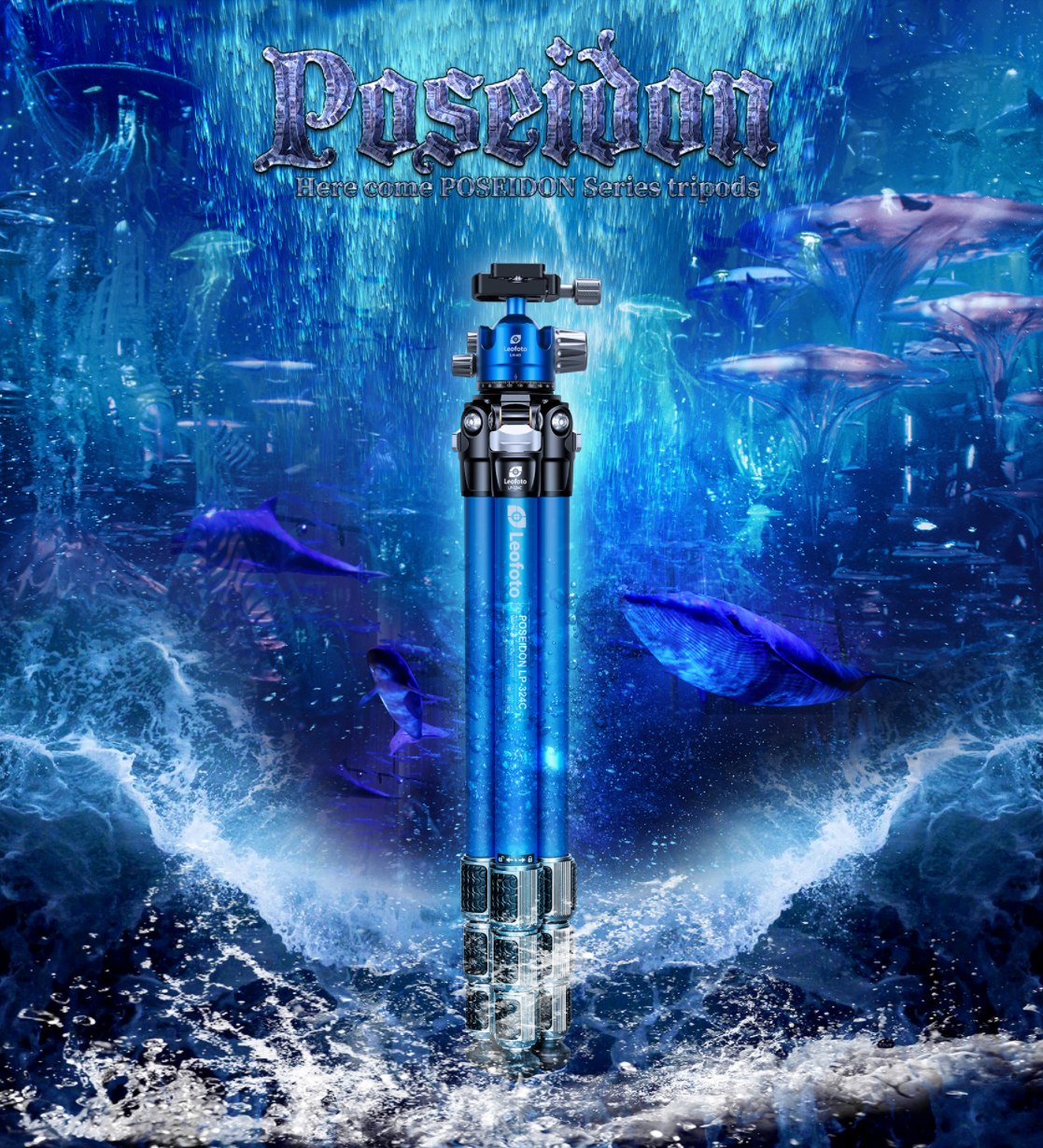 Leofoto LP-324C Poseidon Ocean Tripod + LH-40 Ballhead Set (Full Blue) | Anti-Corrosion with Titanium Foot Spike