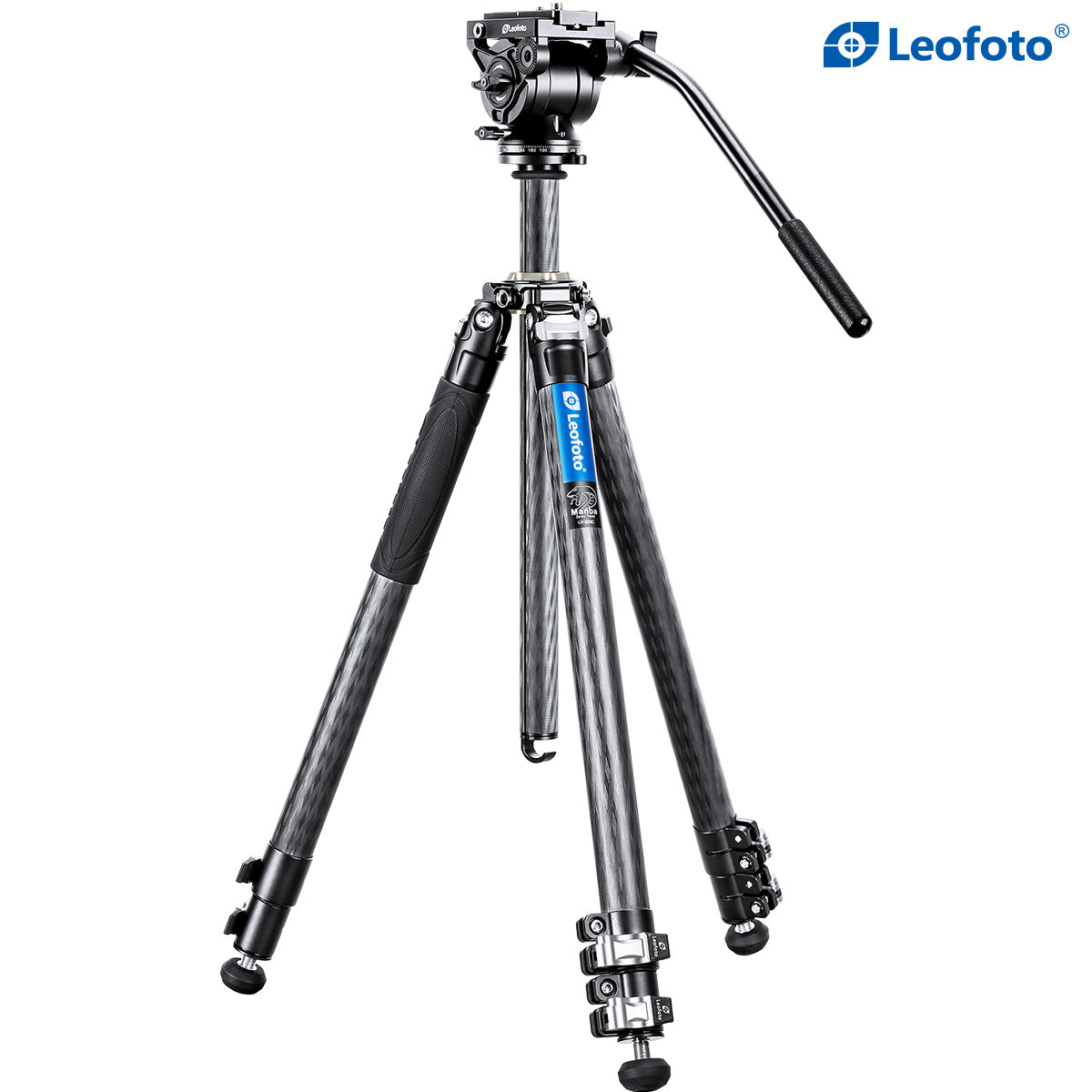 Leofoto LV-323C+BV-10 3-Section Carbon Fiber Tripod with Fluid Head Set / Built-In Hollow Ball and Flip Leg Locks