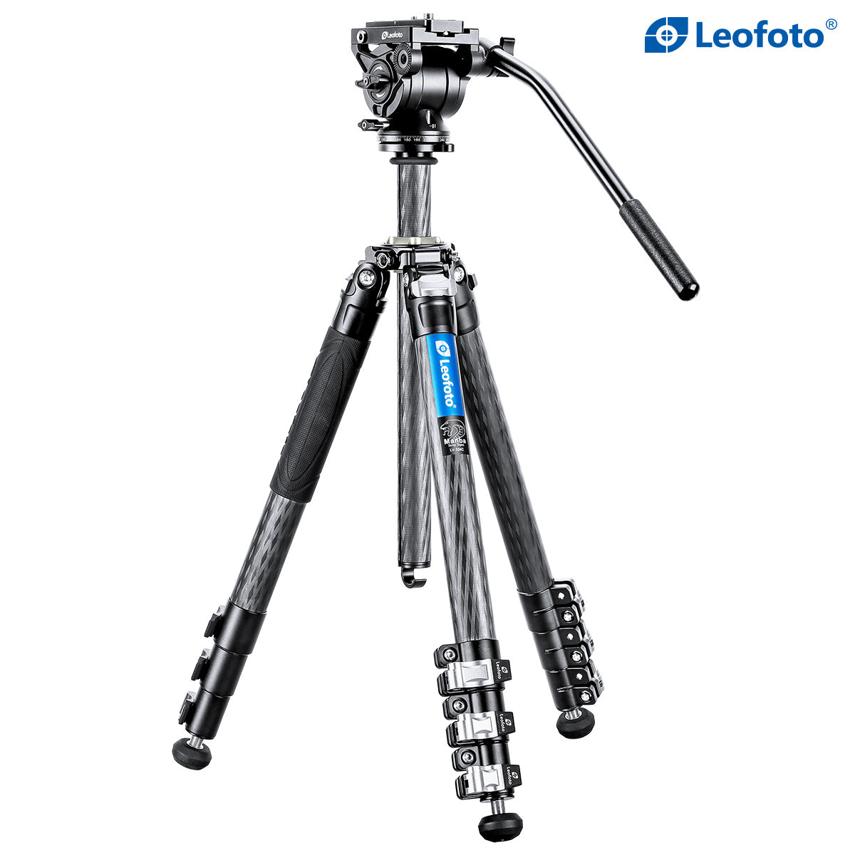 Leofoto LV-324C+BV-10 4-Section Carbon Fiber Tripod with Fluid Head Set / Built-In Hollow Ball and Flip Leg Locks