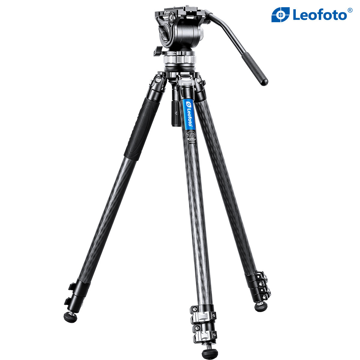 “Open Box" Leofoto LVM-323C+BV-15 3-Section Carbon Fiber Video Tripod with Fluid Head Set | 75mm Integrated Bowl with Leveling Base and Handle