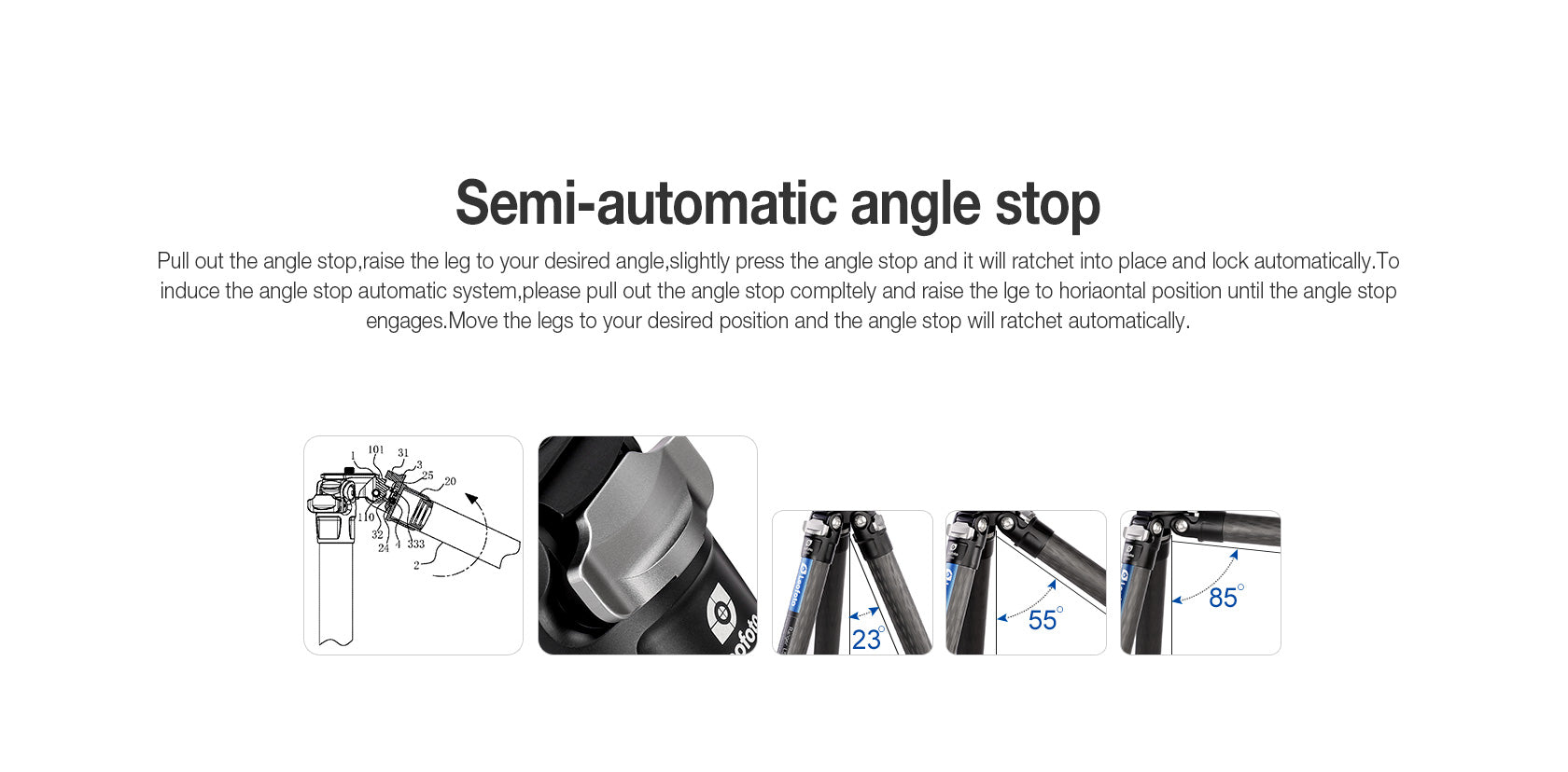 Leofoto LV-323C+BV-10 3-Section Carbon Fiber Tripod with Fluid Head Set / Built-In Hollow Ball and Flip Leg Locks