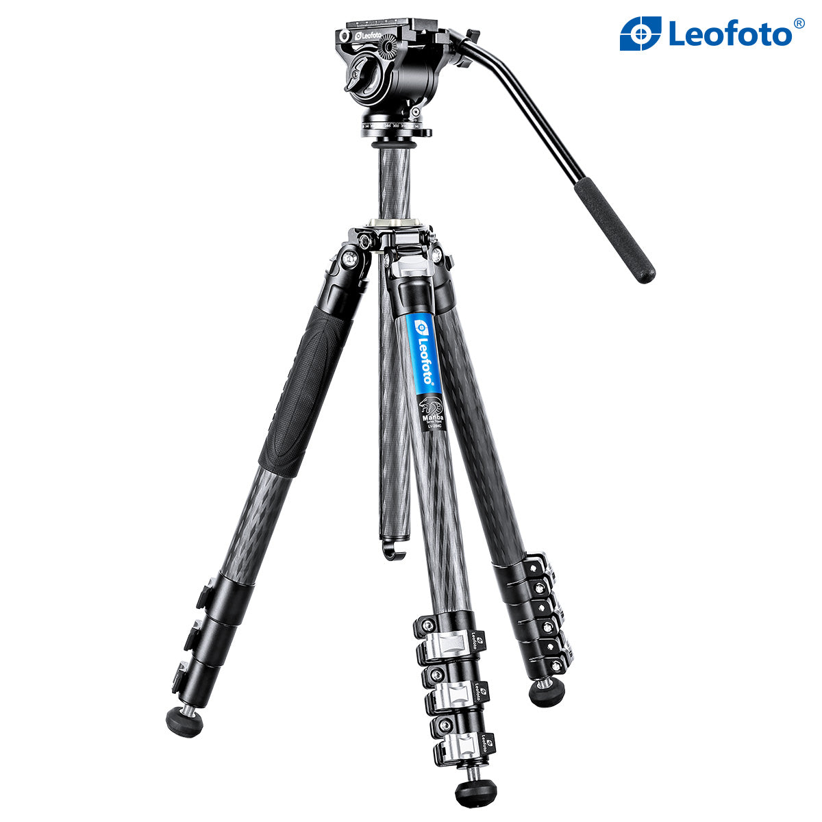 Leofoto LV-284C+BV-5 4-Section Carbon Fiber Tripod with Fluid Head Set / Built-In Hollow Ball and Flip Leg Locks