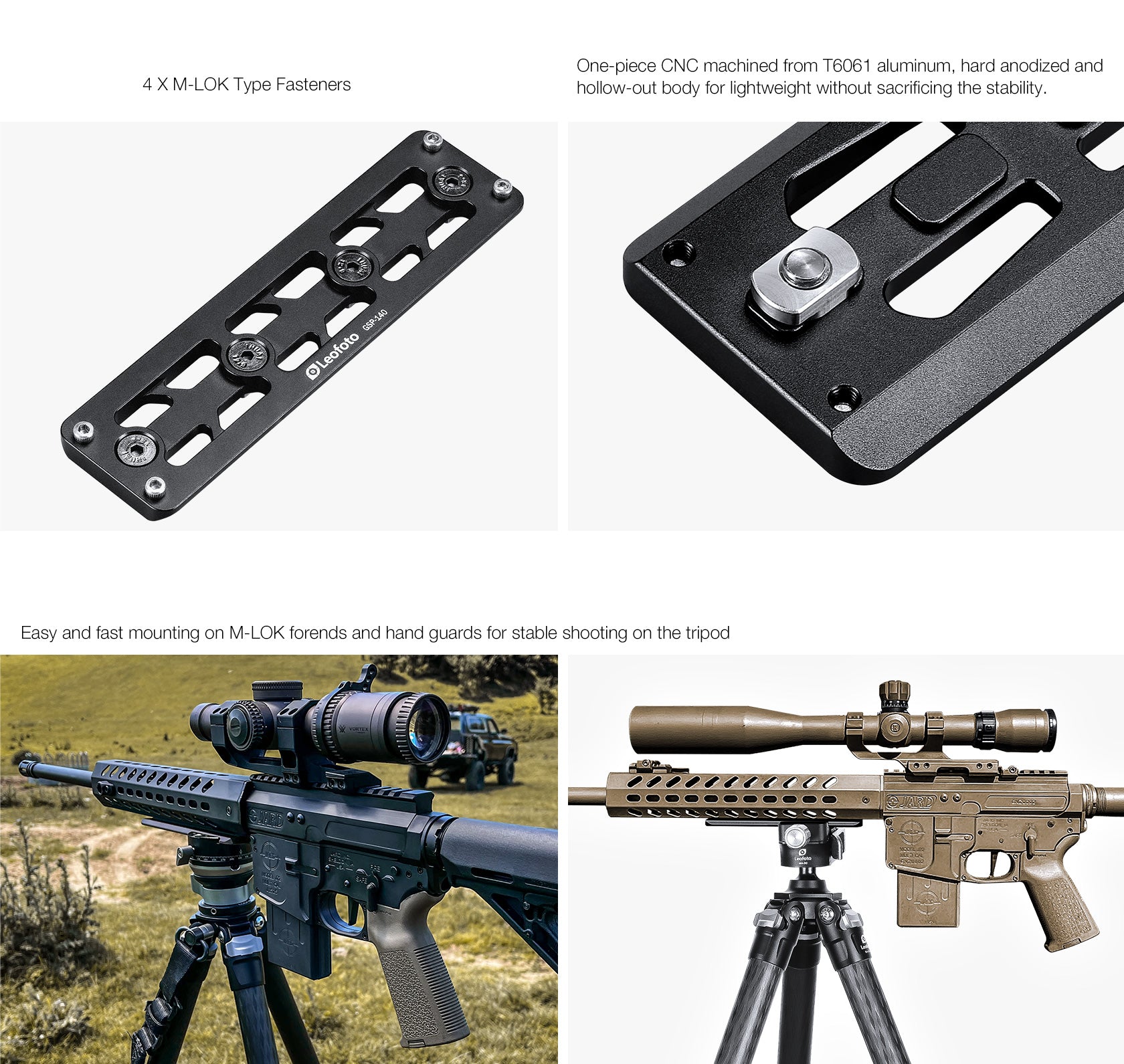 Leofoto GSP-80 / GSP-140 / GSP-240 / GSP-300 M-LOK QR Plates | Arca