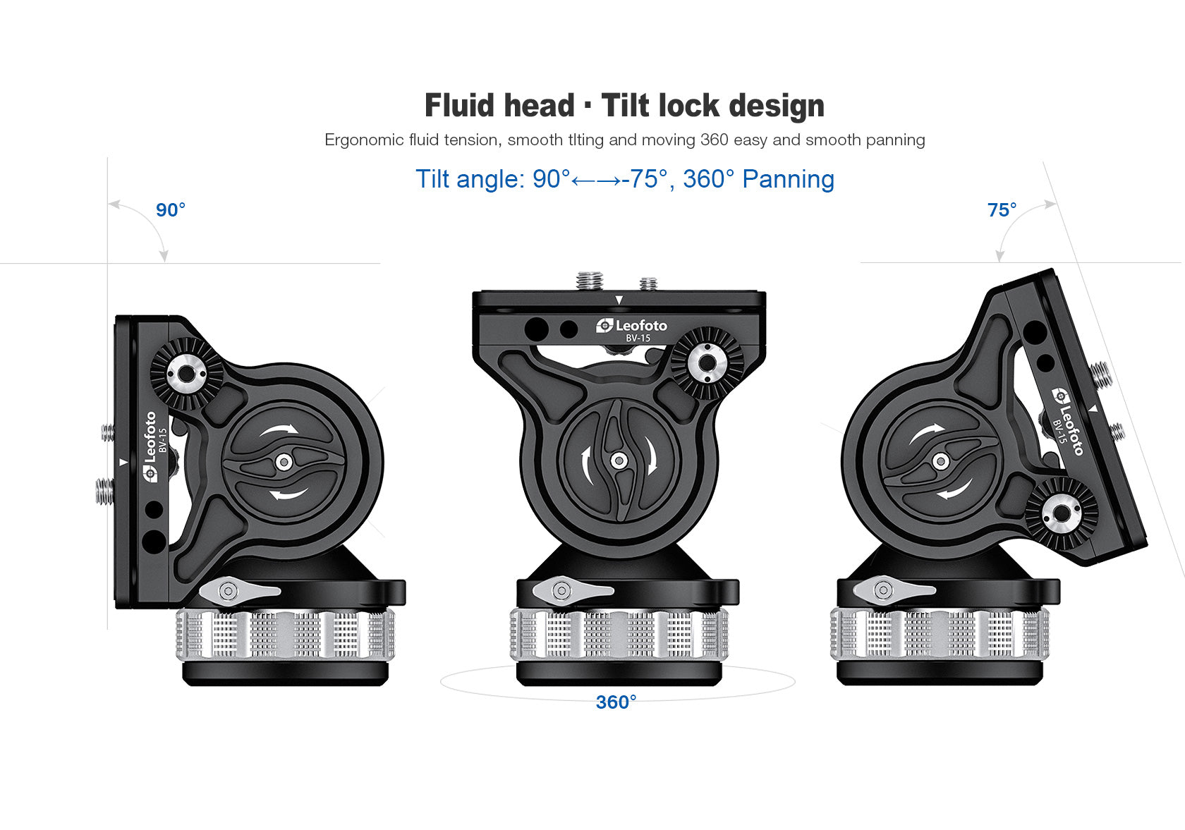 Leofoto LVC-253C+BV-15 Dual-Tube Video Tripod with Fluid Head Set | 75mm Integrated Bowl with Leveling Base and Handle