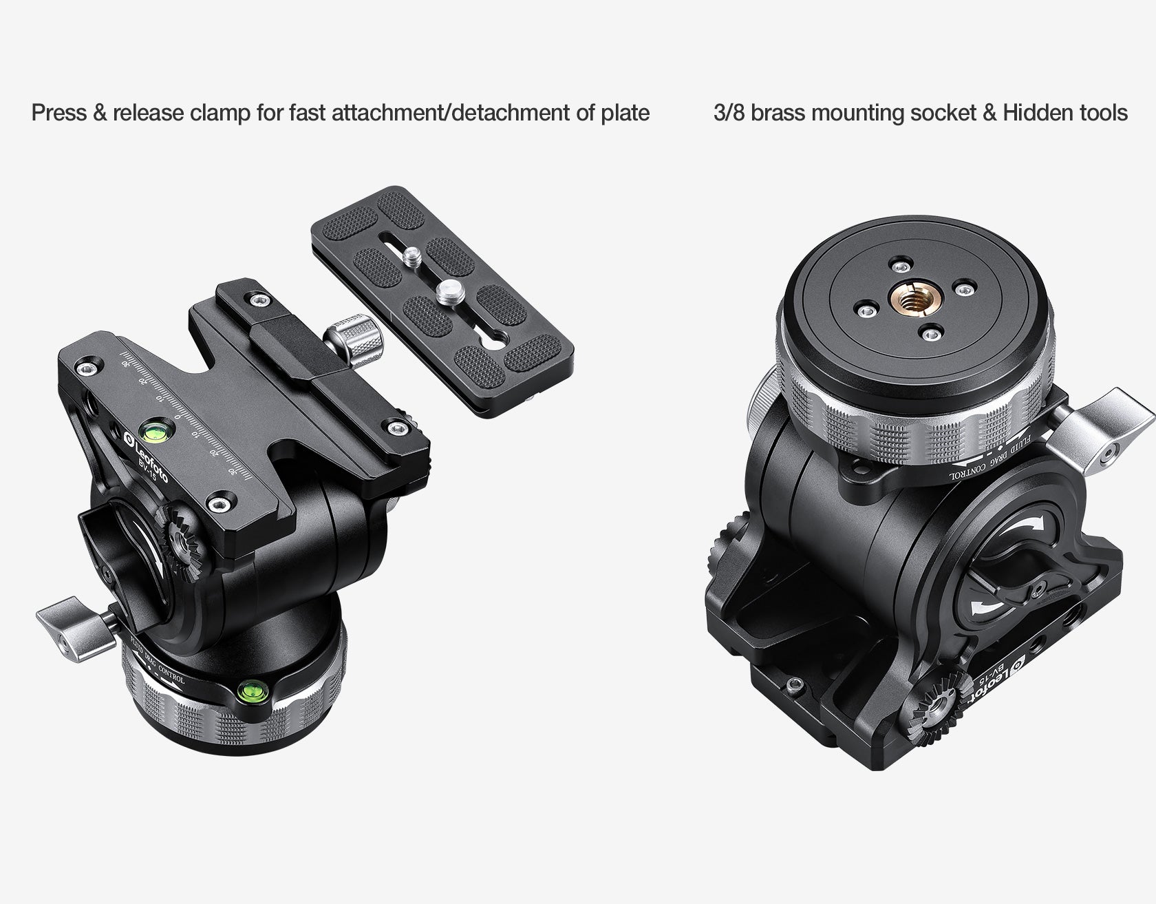Leofoto BV-15 (Knob Clamp) / BV-15L (Lever-Release Clamp) Fluid Video Head - Arca Standard