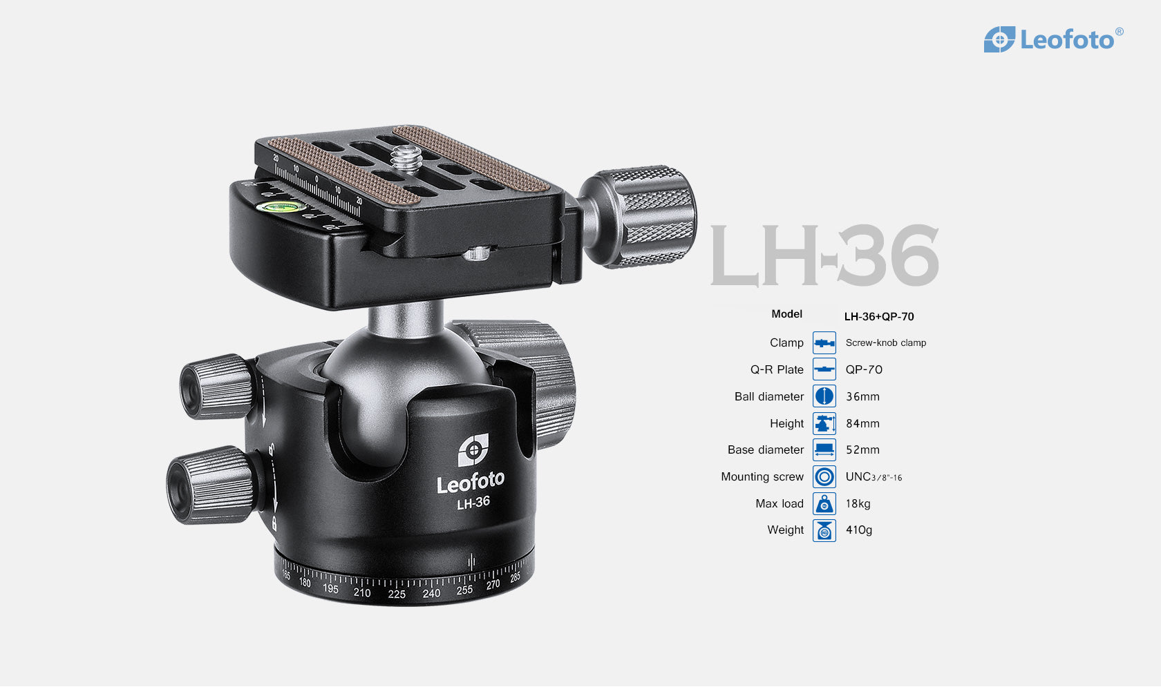 Leofoto LH-36 Low Profile Ball Head + QR Plate | Arca Compatible
