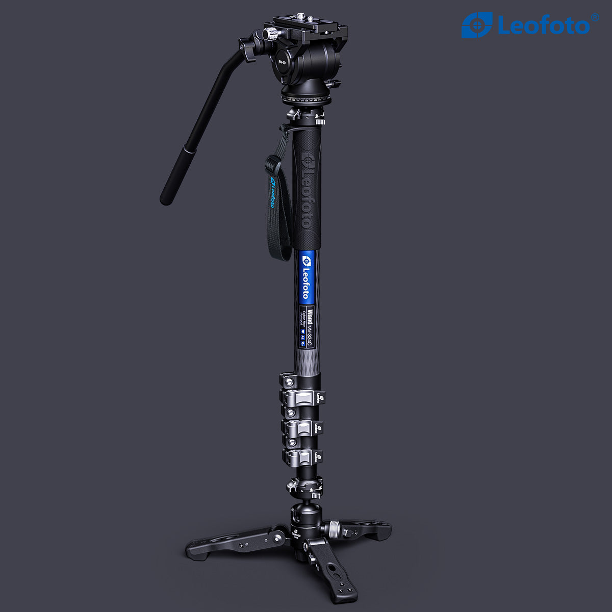 Leofoto MV-324C + VD-03 + BV-10 Video Monopod System with Base Support Kit and Fluid Video Head