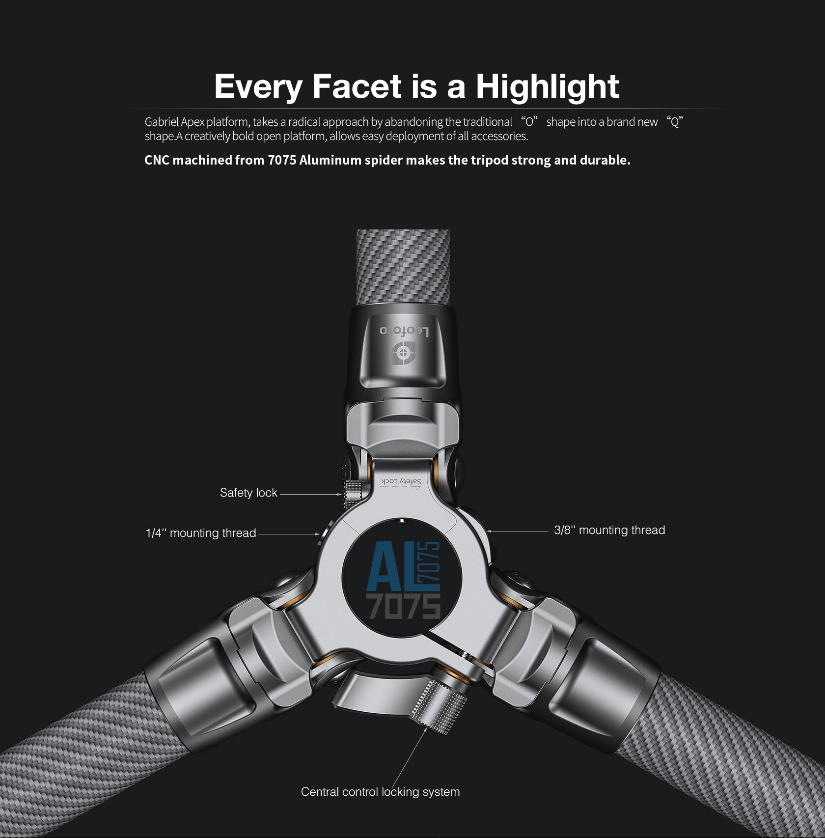 Leofoto LG-284C+LH-36(Silver) Premium Carbon Fiber Tripod Set with Quick Swap Center Column and Platform