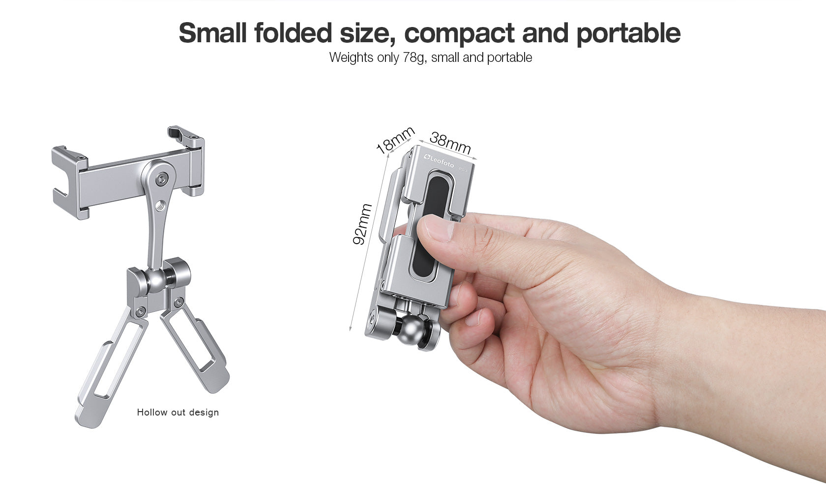 Leofoto PS-3 Multi-functional Foldable Cellphone Stand with Arca-Compatible Dovetail and Cold Shoe Mount