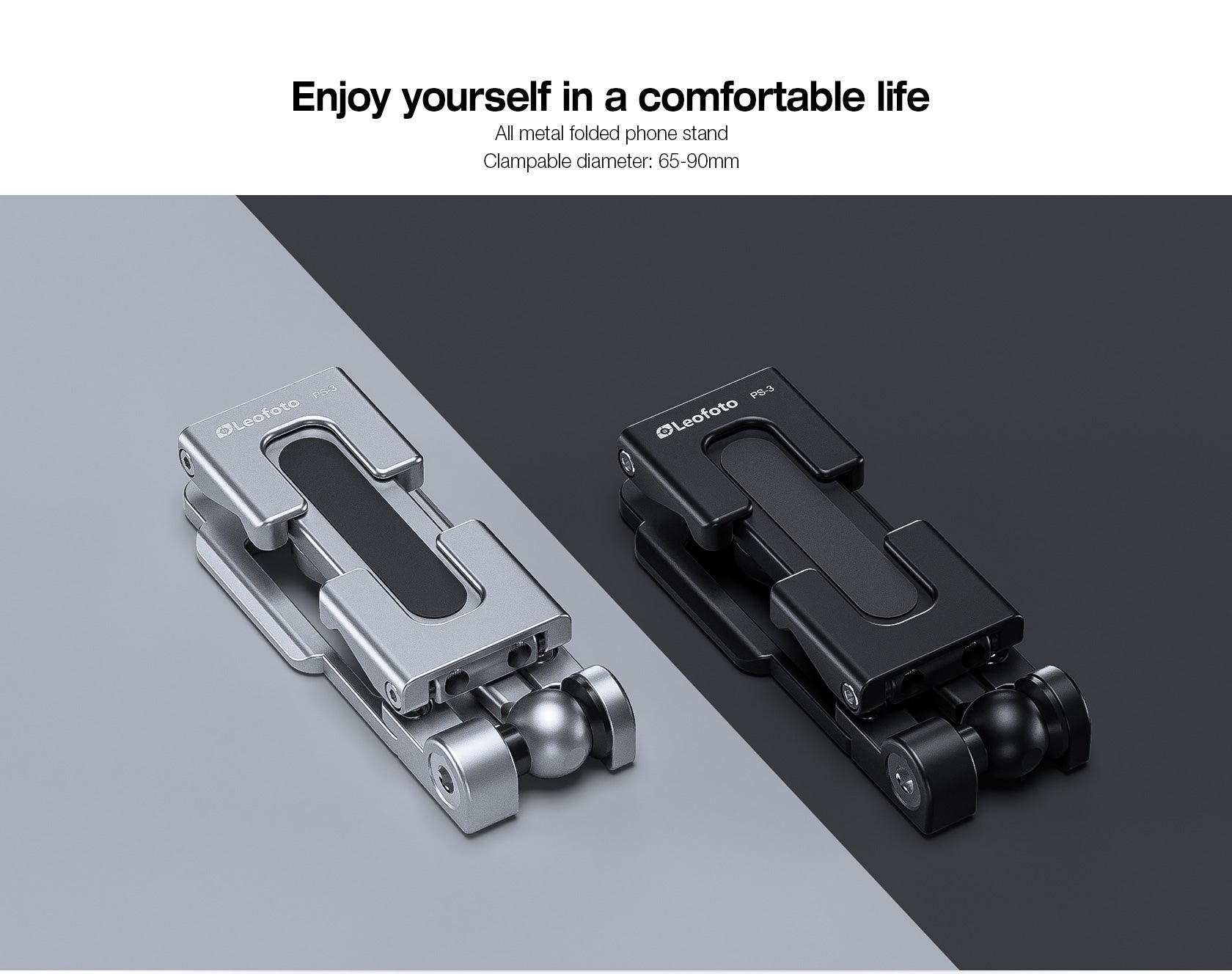 Leofoto PS-3 Multi-functional Foldable Cellphone Stand with Arca-Compatible Dovetail and Cold Shoe Mount