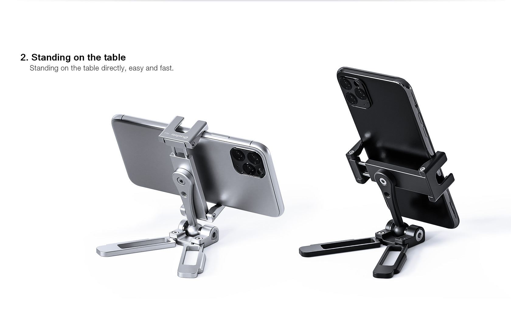 Leofoto PS-3 Multi-functional Foldable Cellphone Stand with Arca-Compatible Dovetail and Cold Shoe Mount