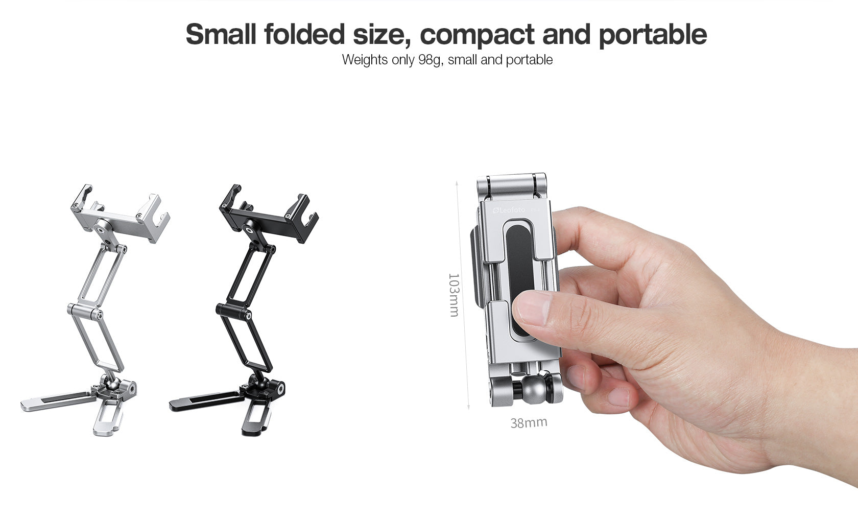 Leofoto PS-4 Multi-functional Foldable Cellphone Stand with Arca-Compatible Dovetail and Cold Shoe Mount