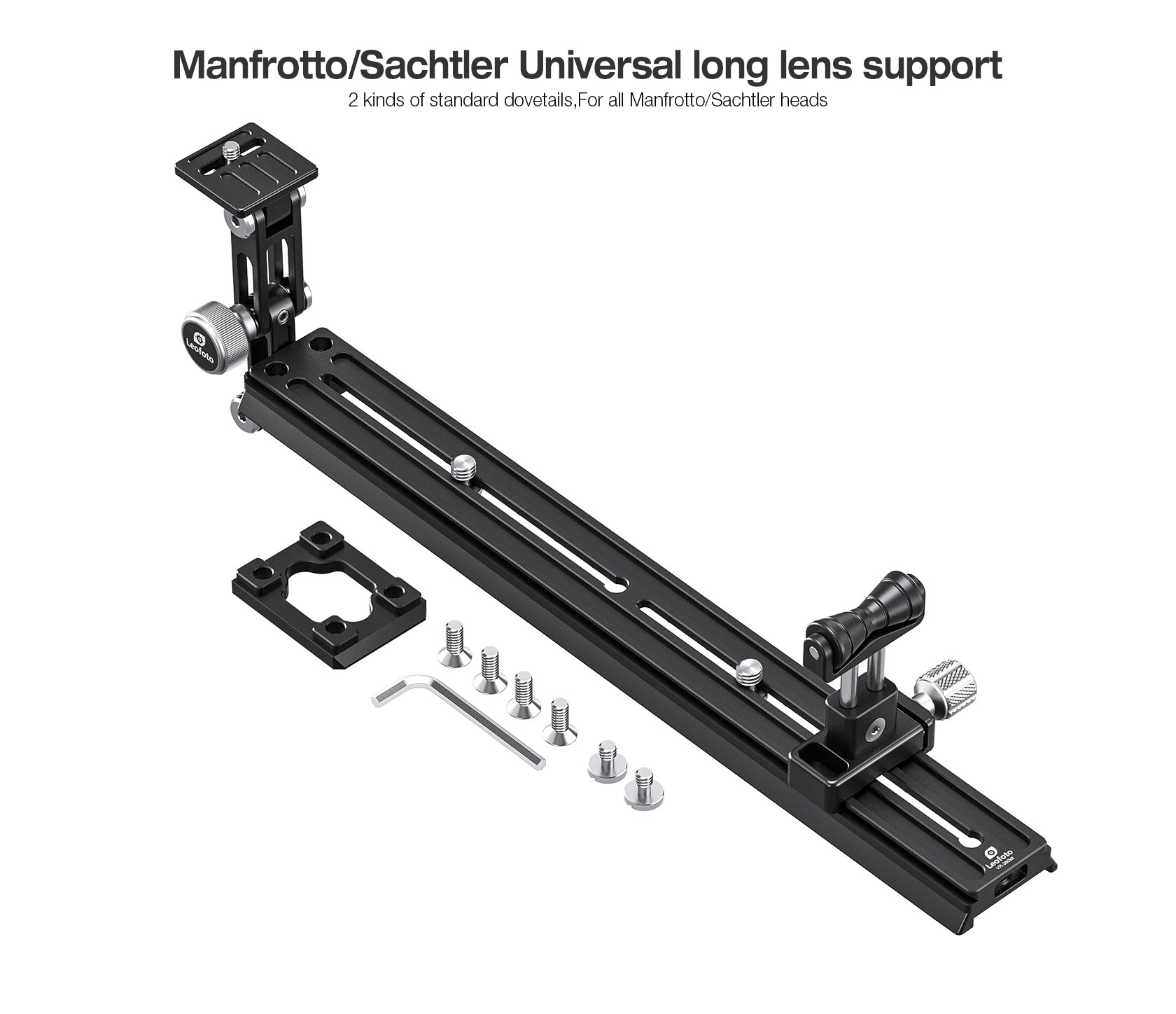 Leofoto VR-380Kit Updated 380mm Dual Pivot Long Lens Support for Manfrotto/ Sachtler Tripod Head