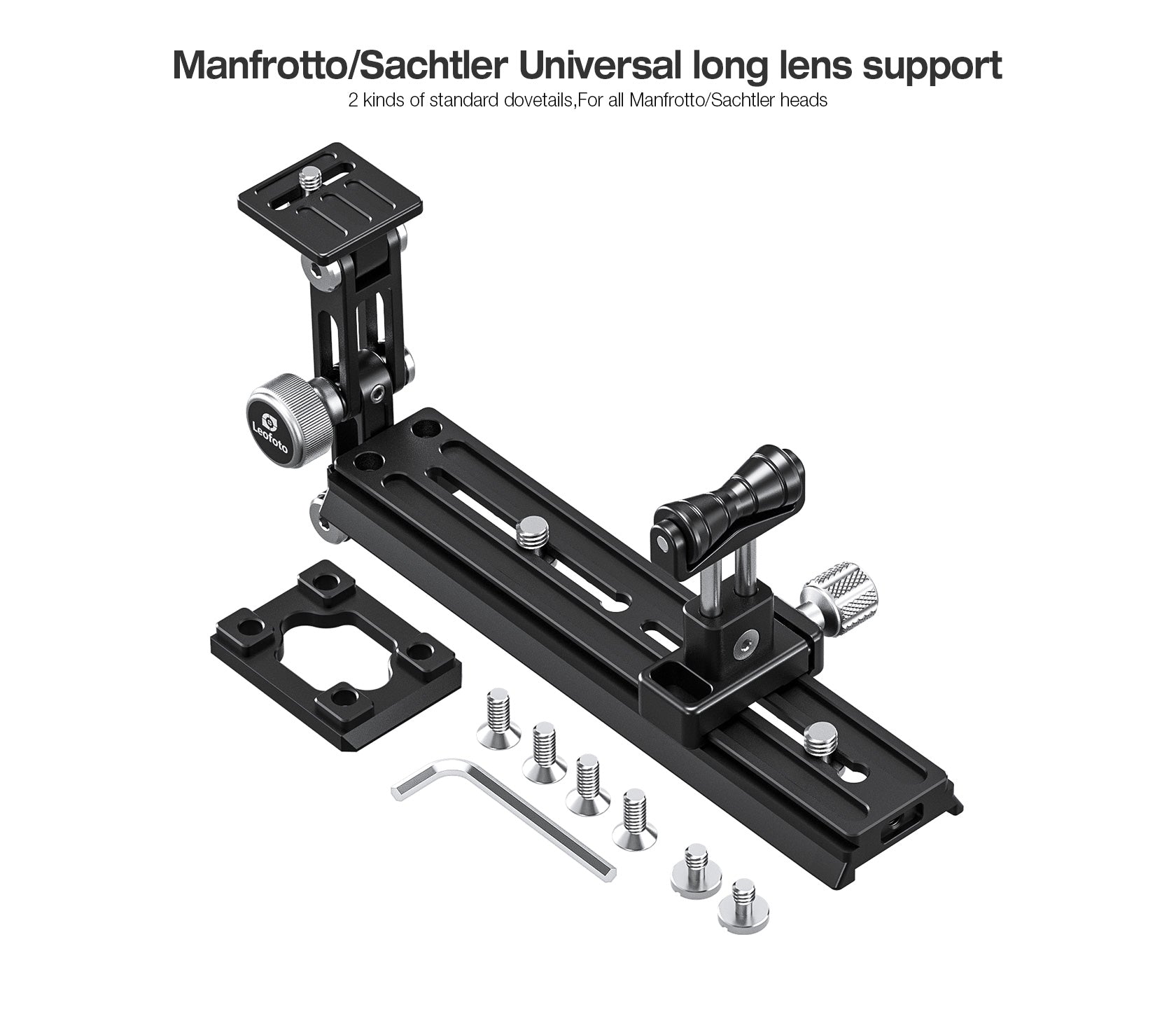 Leofoto VR-220Kit Updated 220mm Dual Pivot Long Lens Support for Manfrotto/ Sachtler Tripod Head