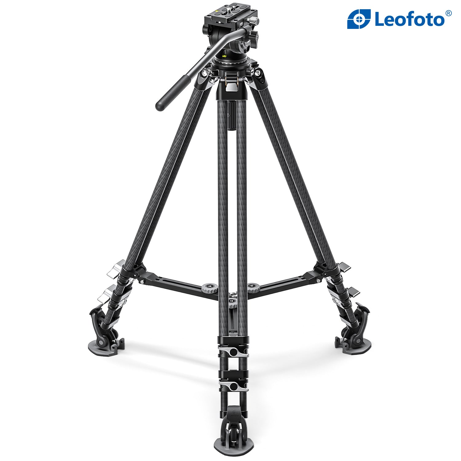 Leofoto LVC-193C+BV-10 Dual-Tube Video Tripod with Fluid Head Set | 75mm Integrated Bowl with Leveling Base and Handle