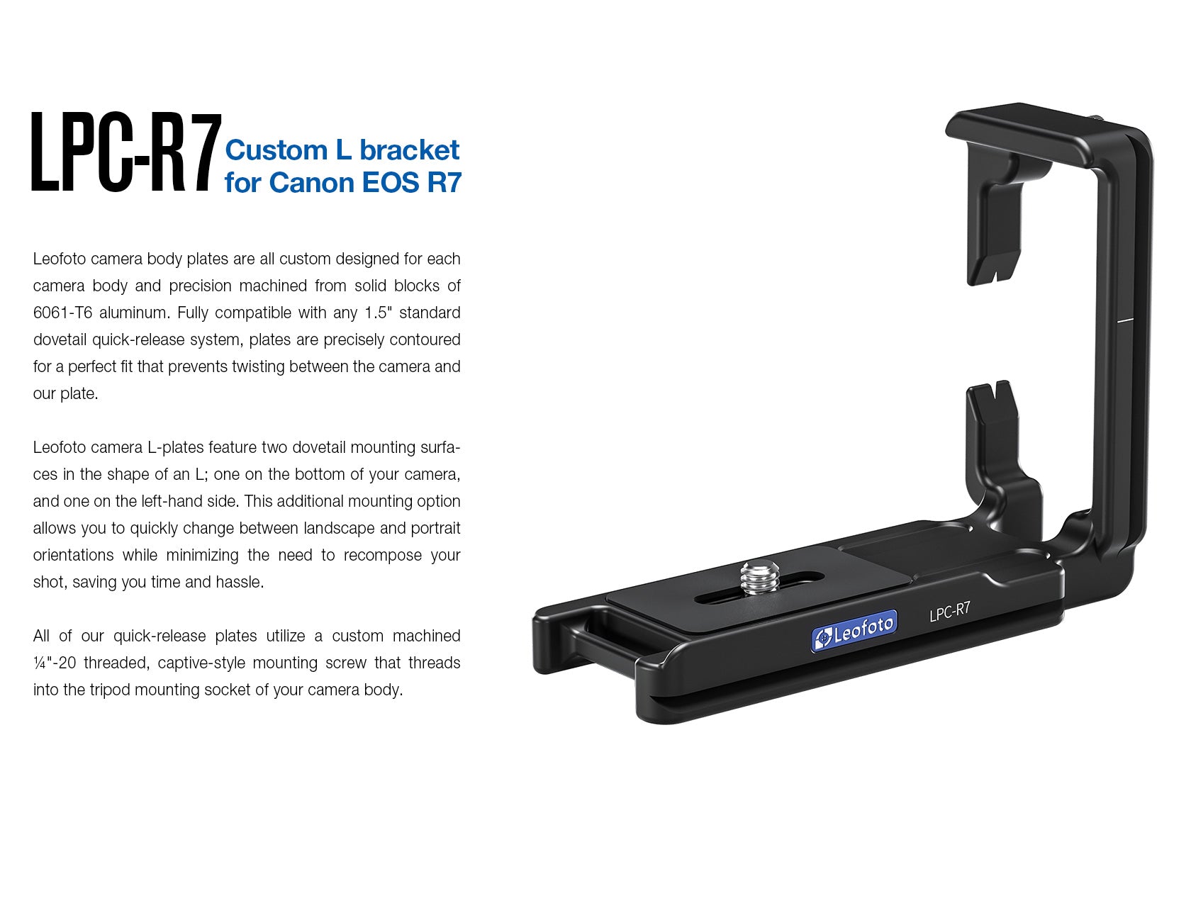 Leofoto LPC-R7 L Plate for Canon EOS R7 Camera Arca Compatible