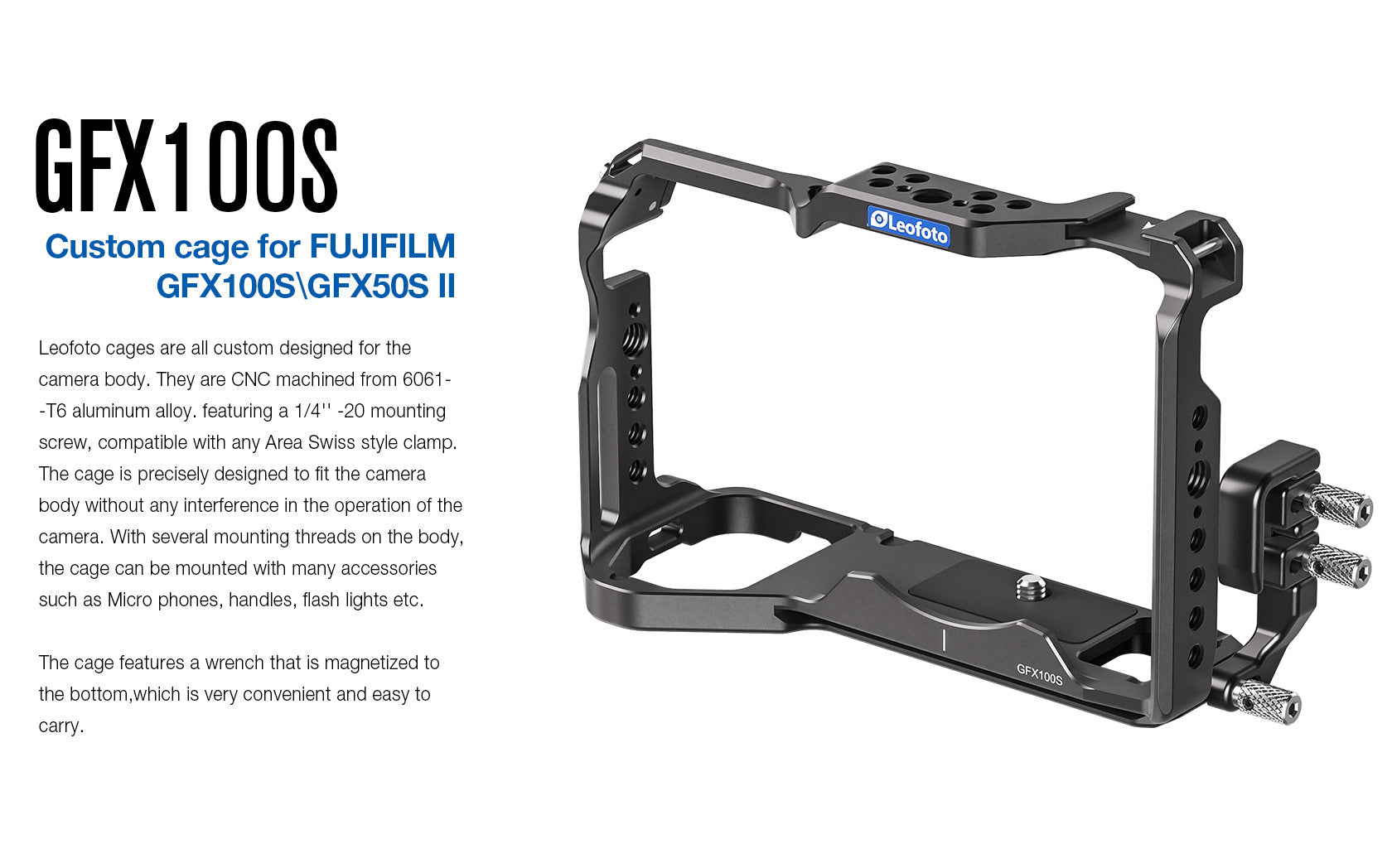 Leofoto GFX100S Camera Cage for Fujifilm GFX100S/GFX50SII