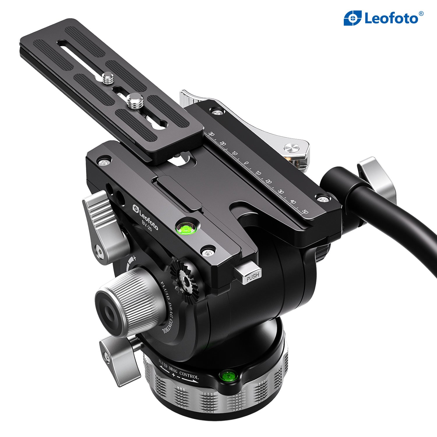 Leofoto LVC-253C+BV-20 (Lever-Release Clamp) Dual-Tube Video Tripod with Fluid Head Set | 75mm Integrated Bowl with Leveling Base and Handle