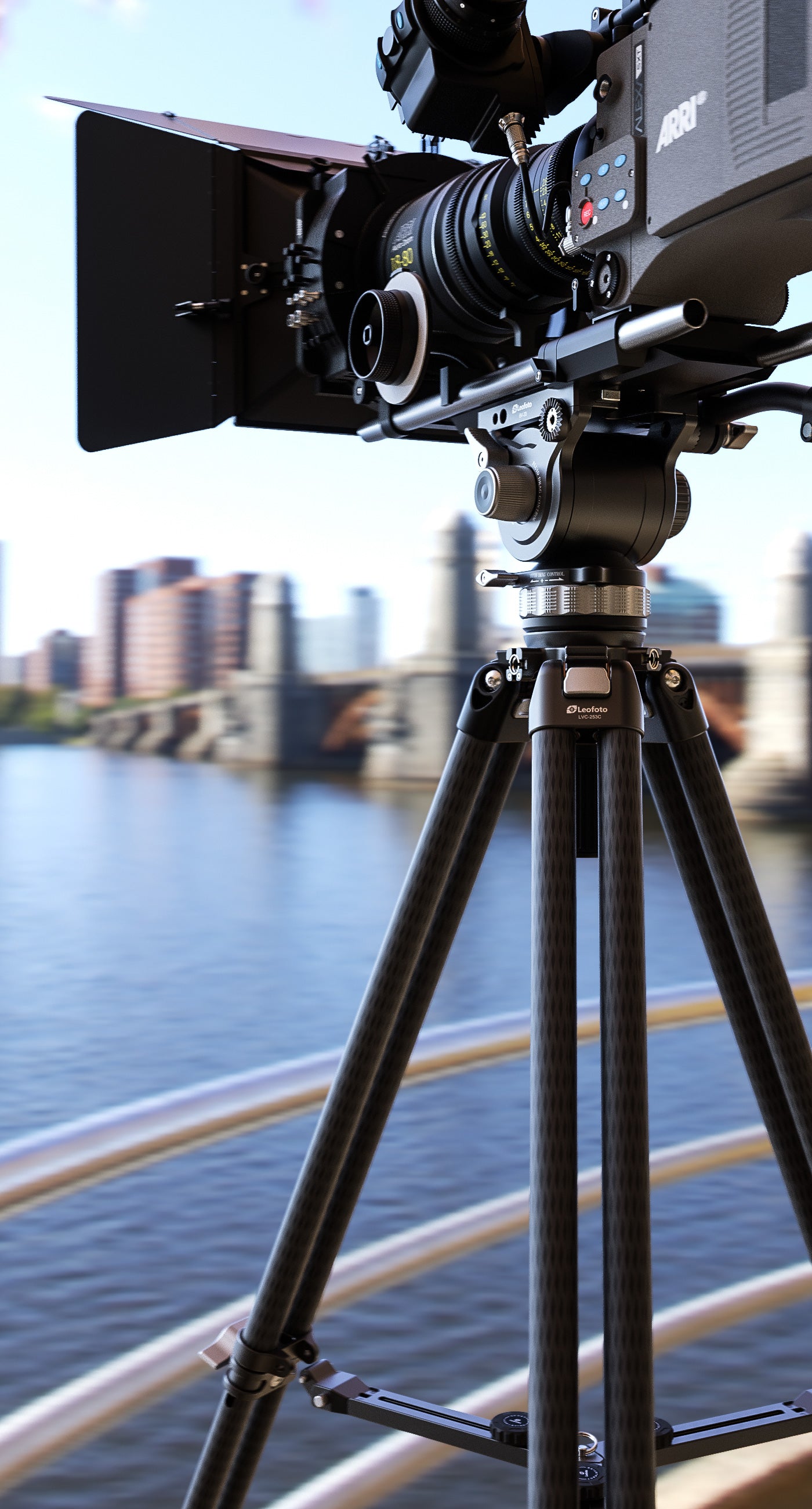 Leofoto LVC-193C+BV-10 Dual-Tube Video Tripod with Fluid Head Set | 75mm Integrated Bowl with Leveling Base and Handle