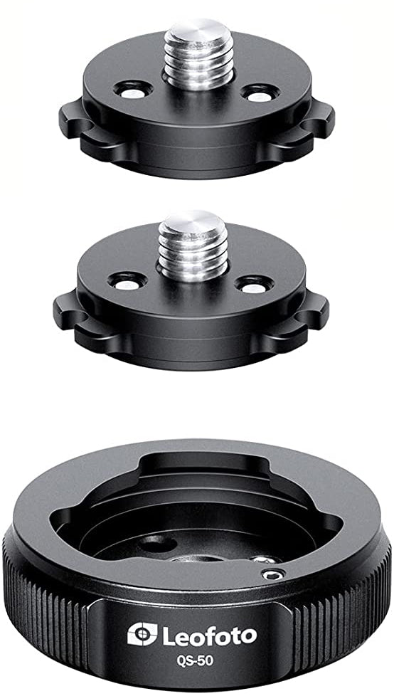 Leofoto QS-50M: x1 QS-50 Receiver Base and x2 Q50 Connecting Plates, Ballhead Quick-Link System 3/8"