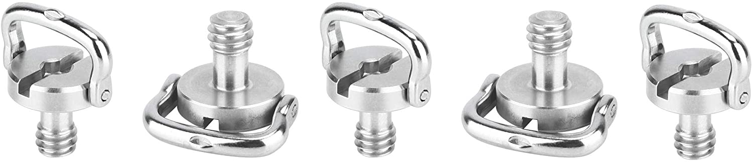 Leofoto TMD-5 UNC 1/4'' D Shaft Wide Screw with Torque Master 1/4" D Ring Comfort Wide Handle Stainless Steel Screw for Tripod QR Plate (5 Pack)