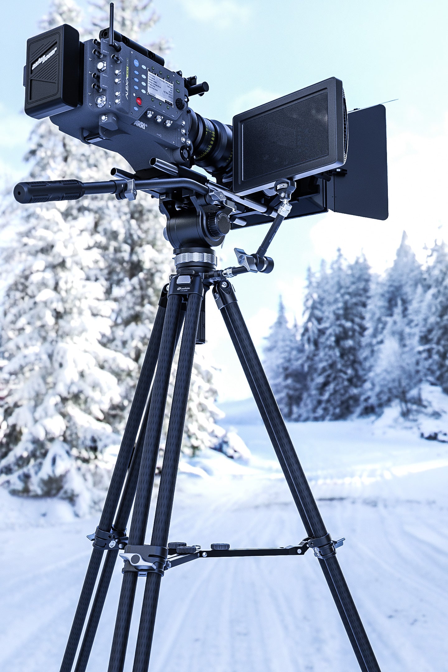 Leofoto LVC-253C+BV-15 Dual-Tube Video Tripod with Fluid Head Set | 75mm Integrated Bowl with Leveling Base and Handle