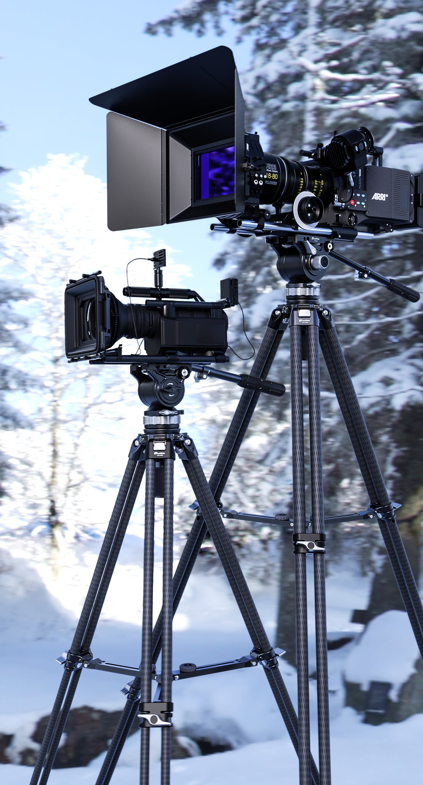 Leofoto LVC-253C+BV-15 Dual-Tube Video Tripod with Fluid Head Set | 75mm Integrated Bowl with Leveling Base and Handle