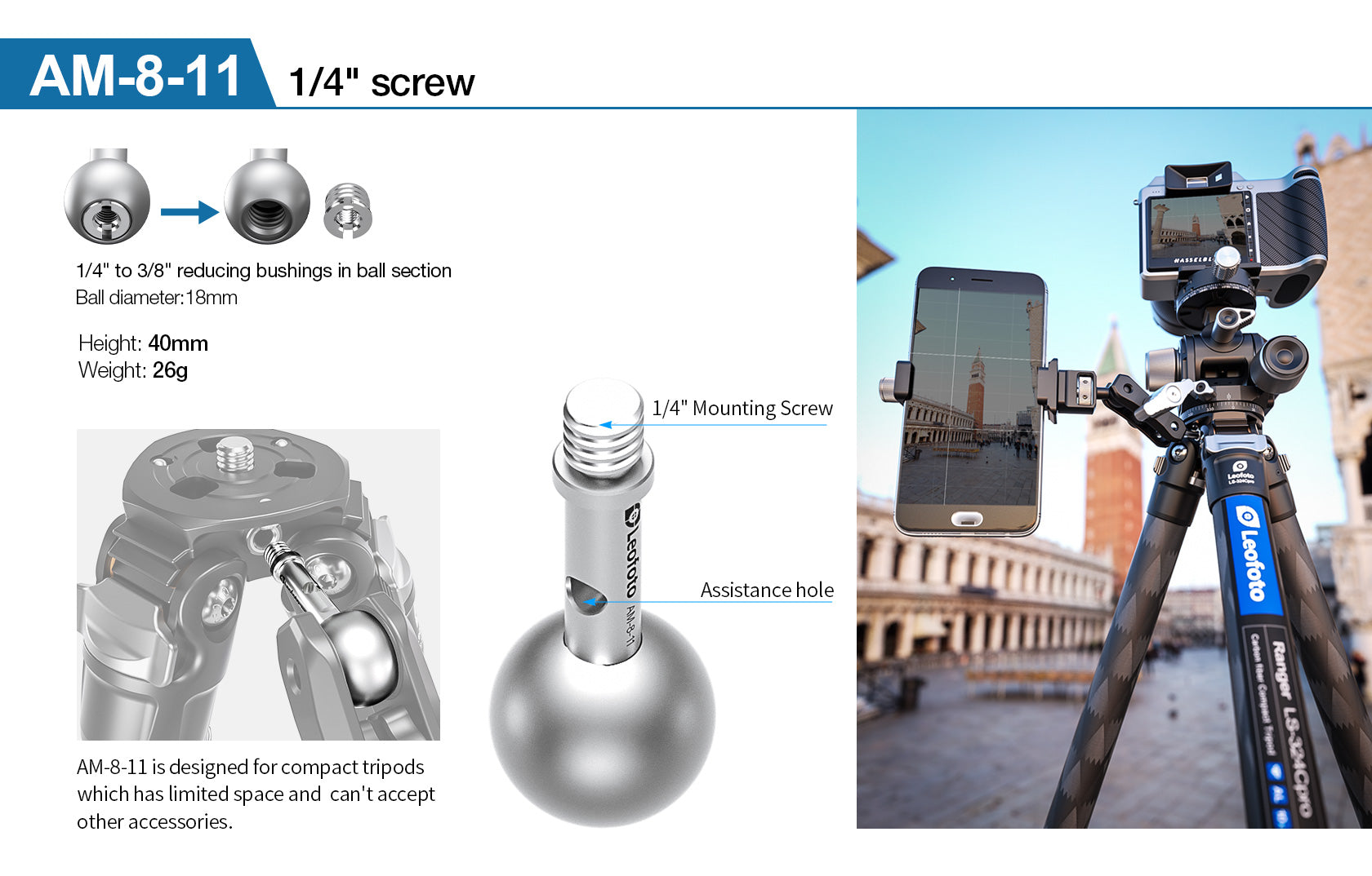 Leofoto AM-8 Professional Magic Arm Kit